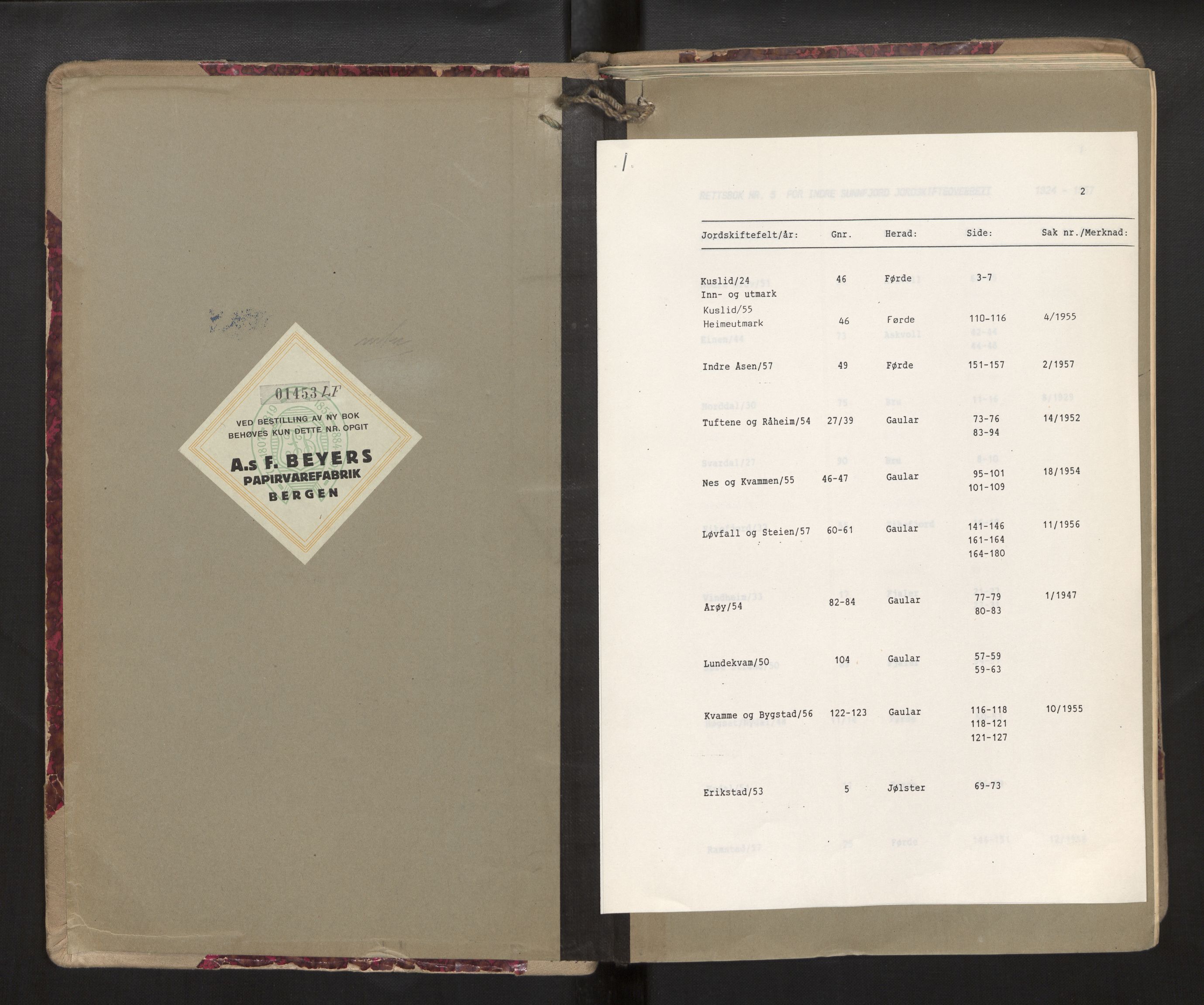 Overdommaren i Sogn og Fjordane jordskiftedøme, AV/SAB-A-5701/A/L0005: Overrettsprotokoll, 1924-1957