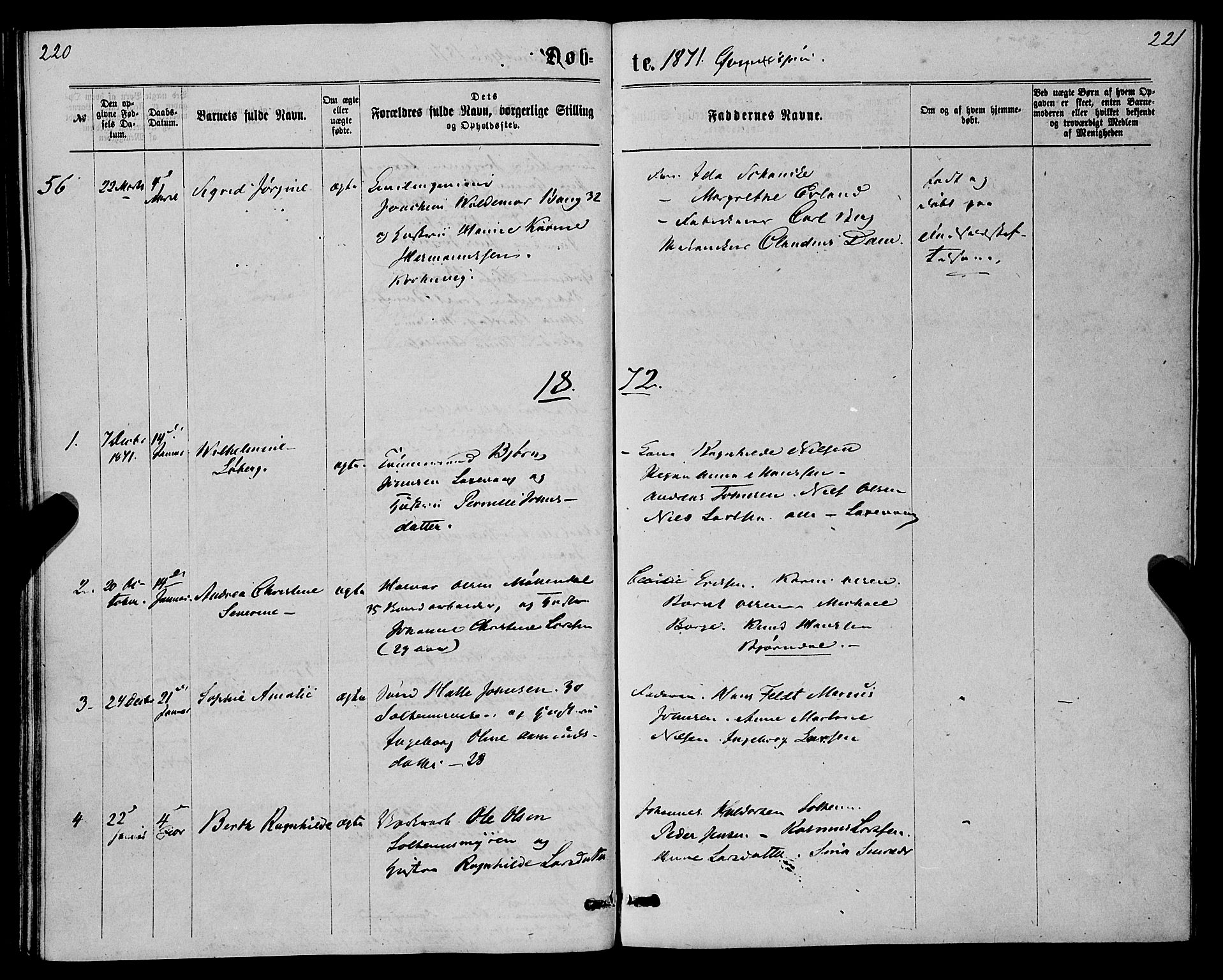 St. Jørgens hospital og Årstad sokneprestembete, AV/SAB-A-99934: Parish register (official) no. A 6, 1870-1878, p. 220-221