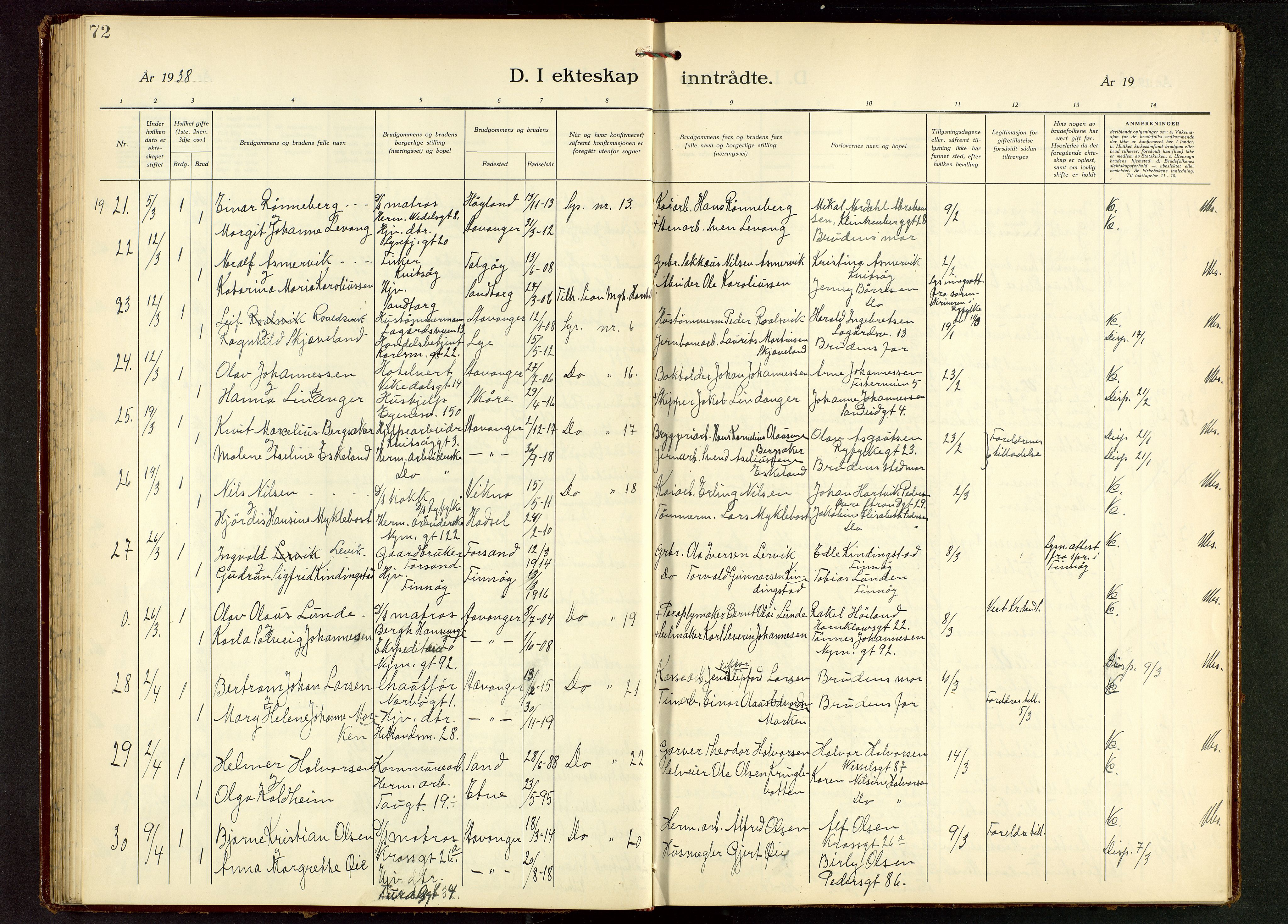 St. Johannes sokneprestkontor, SAST/A-101814/001/30/30BB/L0010: Parish register (copy) no. B 10, 1933-1946, p. 72