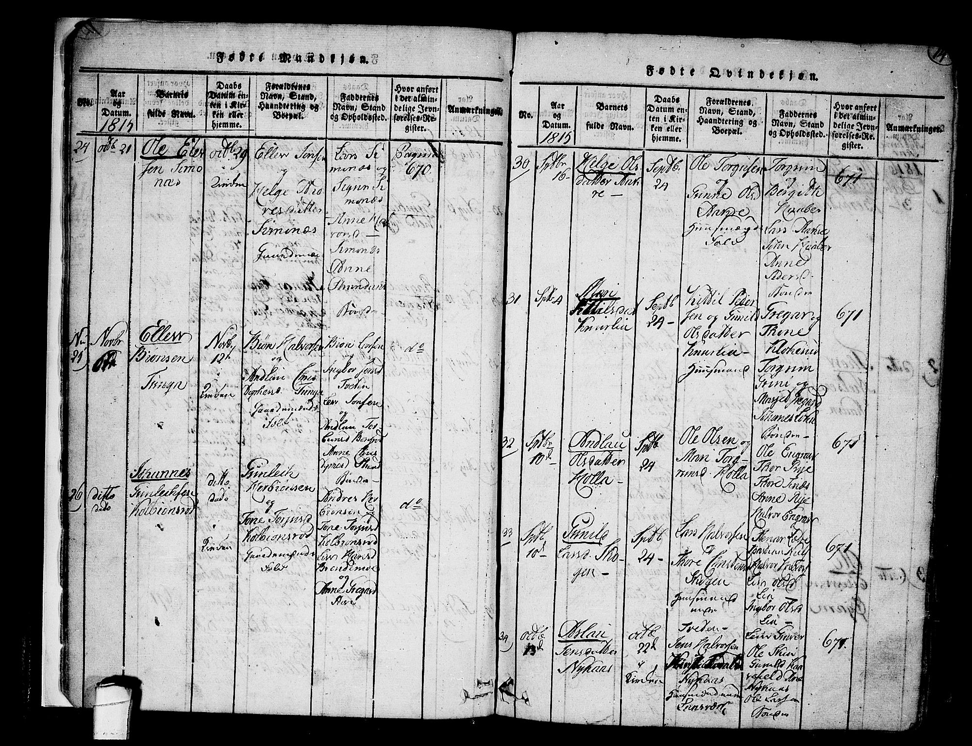 Heddal kirkebøker, AV/SAKO-A-268/F/Fa/L0005: Parish register (official) no. I 5, 1814-1837, p. 13-14