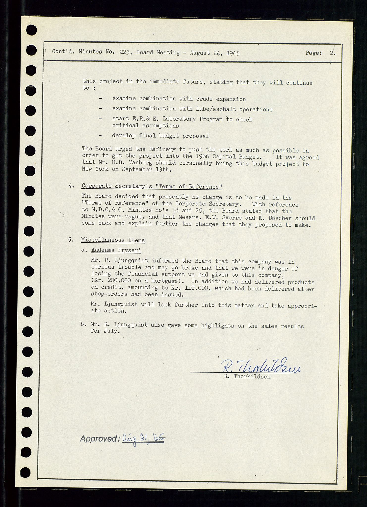 Pa 0982 - Esso Norge A/S, AV/SAST-A-100448/A/Aa/L0002/0001: Den administrerende direksjon Board minutes (styrereferater) / Den administrerende direksjon Board minutes (styrereferater), 1965, p. 66