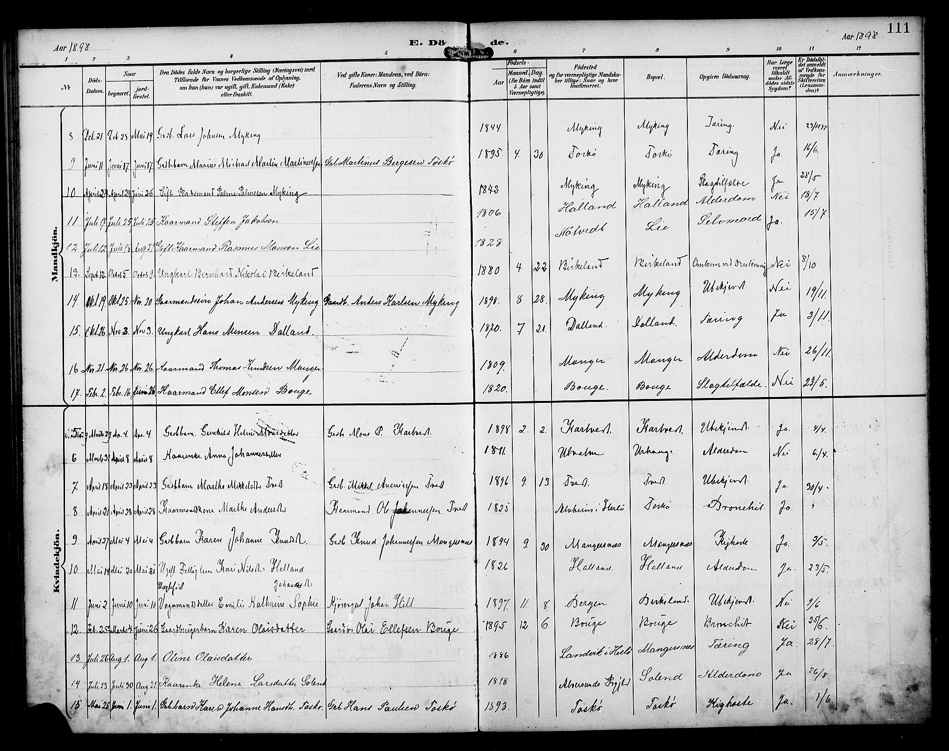 Manger sokneprestembete, SAB/A-76801/H/Haa: Parish register (official) no. B 2, 1893-1906, p. 111