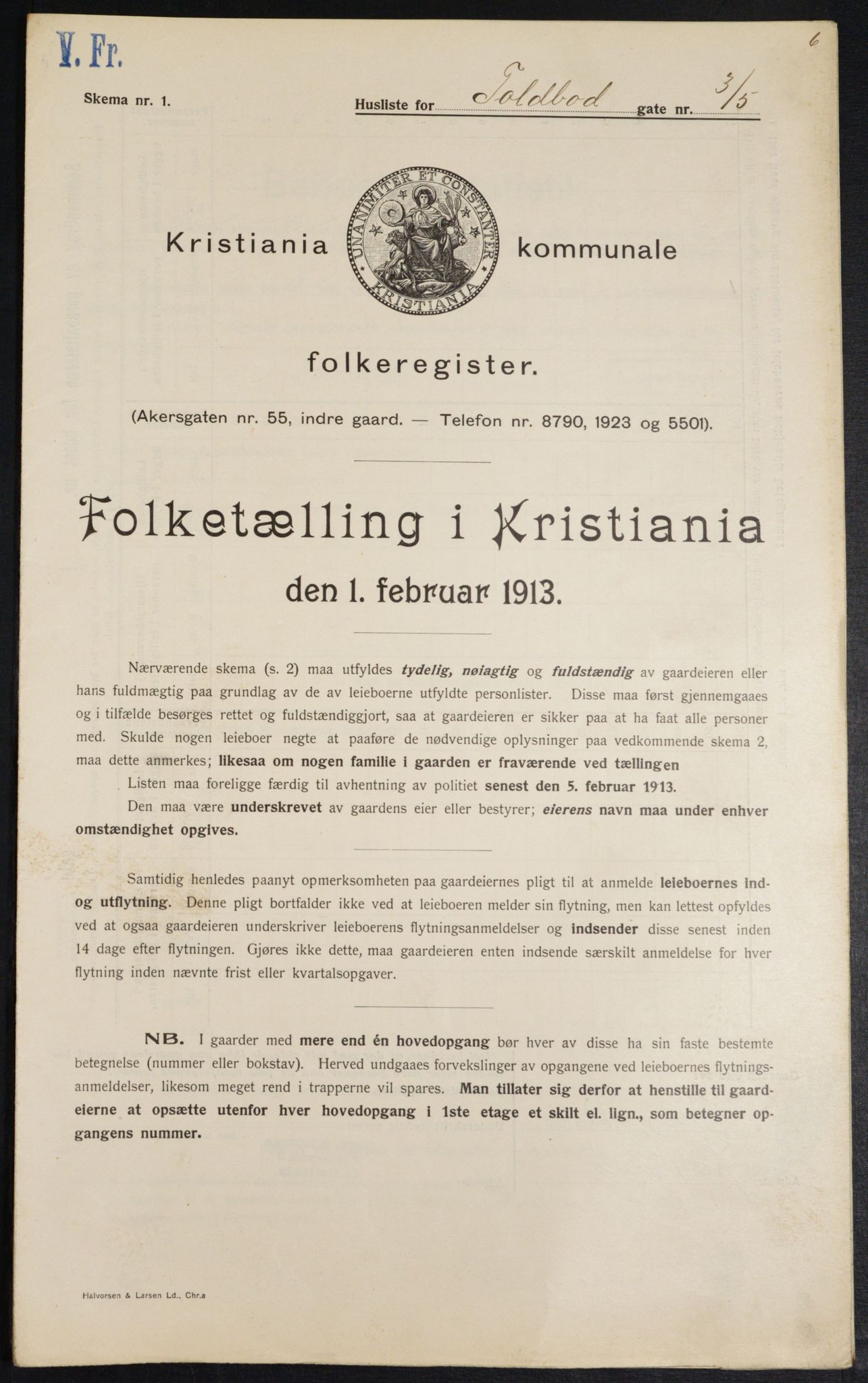 OBA, Municipal Census 1913 for Kristiania, 1913, p. 113109