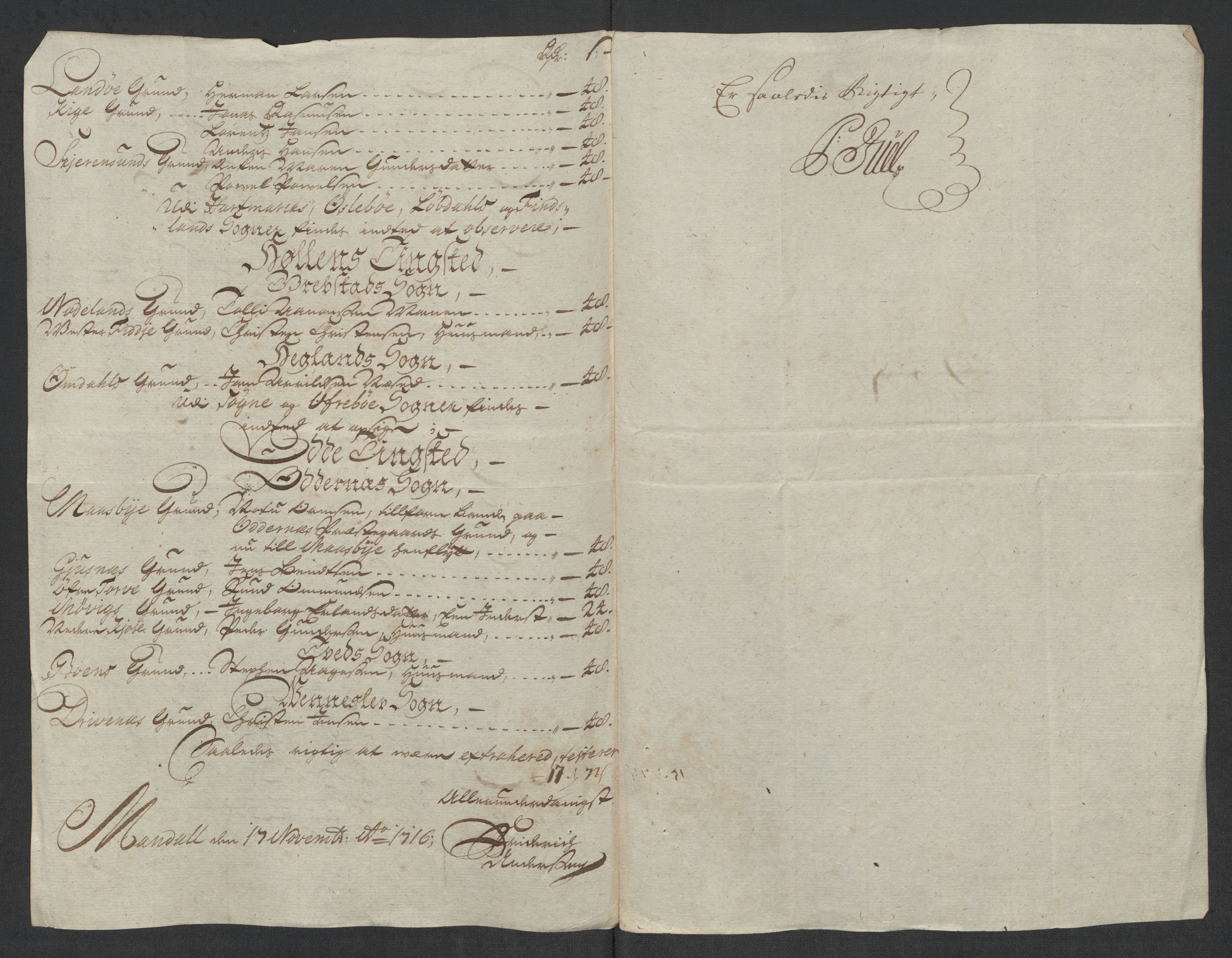 Rentekammeret inntil 1814, Reviderte regnskaper, Fogderegnskap, AV/RA-EA-4092/R43/L2560: Fogderegnskap Lista og Mandal, 1716, p. 73