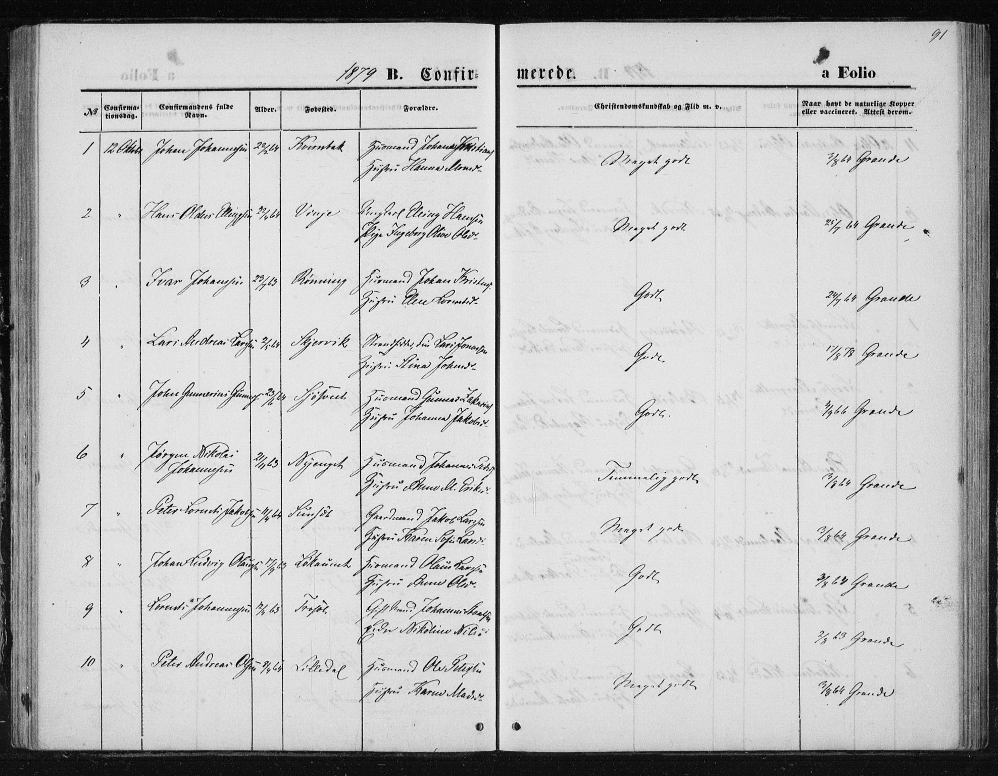 Ministerialprotokoller, klokkerbøker og fødselsregistre - Nord-Trøndelag, AV/SAT-A-1458/733/L0324: Parish register (official) no. 733A03, 1870-1883, p. 91