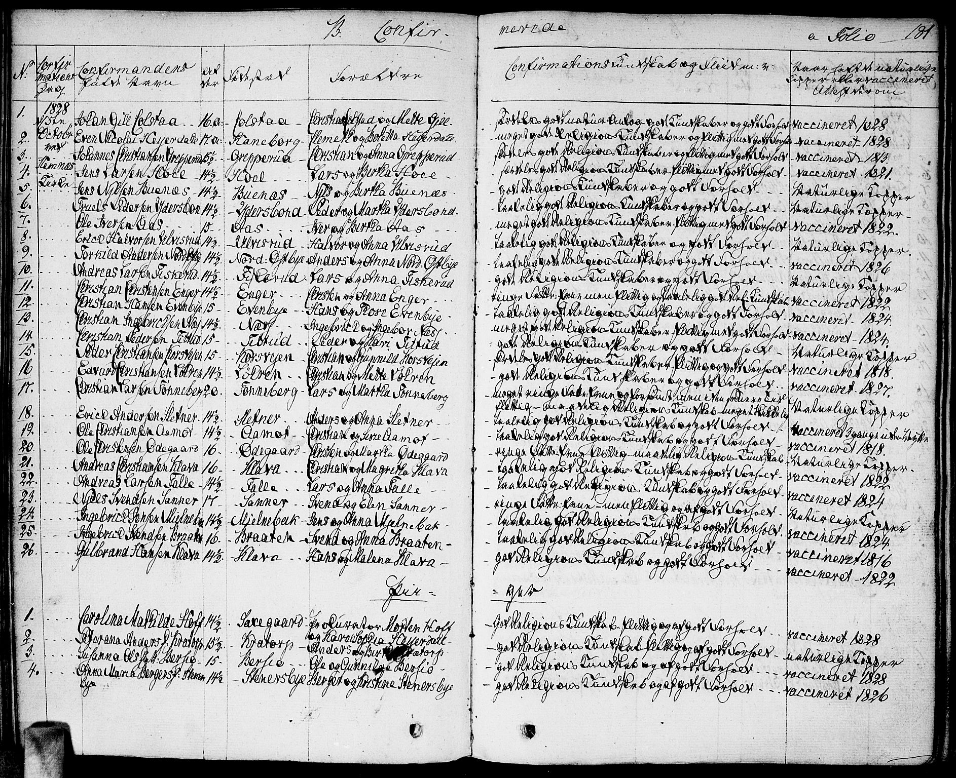 Høland prestekontor Kirkebøker, SAO/A-10346a/F/Fa/L0008: Parish register (official) no. I 8, 1827-1845, p. 181