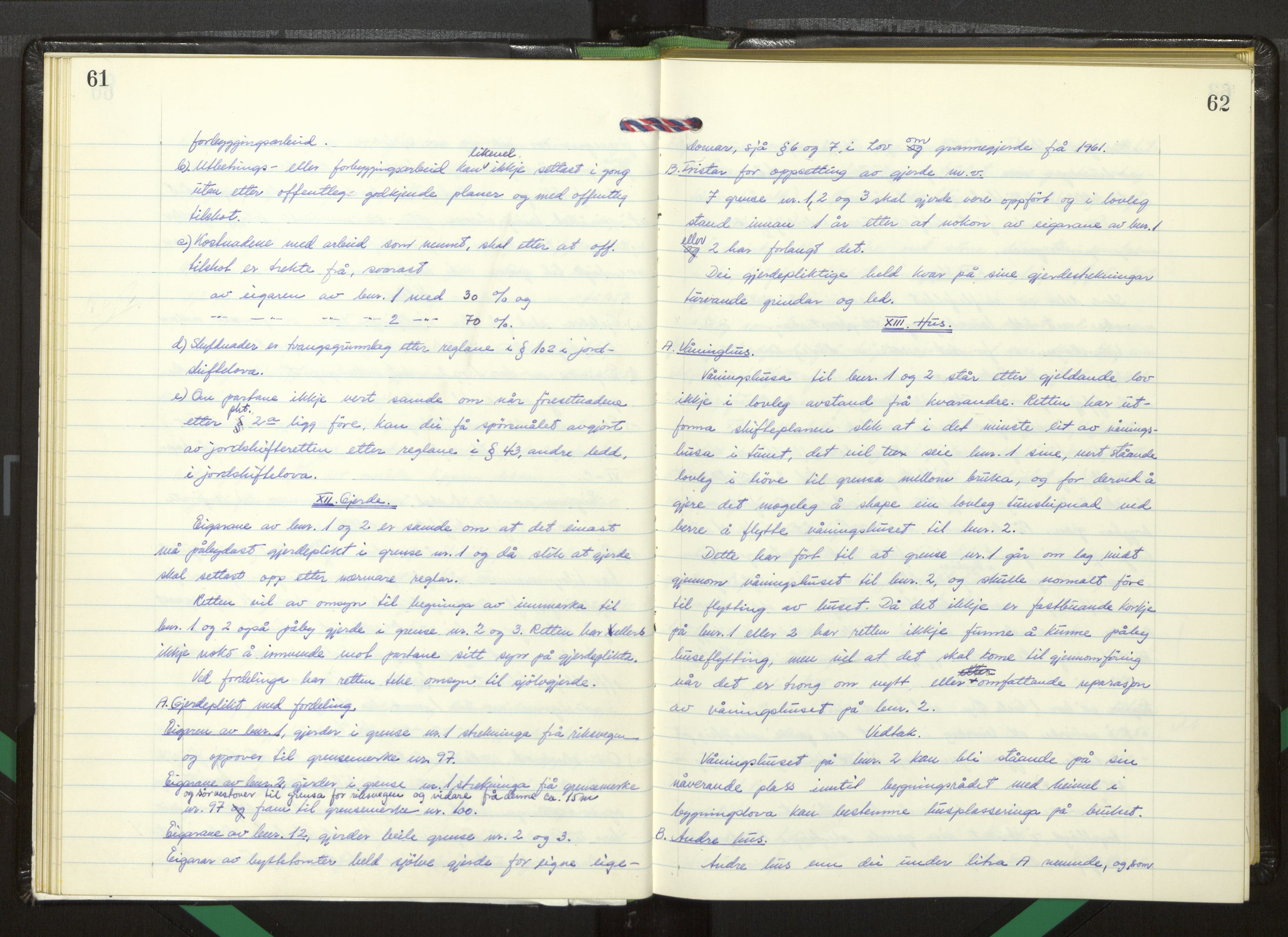 Hordaland jordskiftedøme - I Nordhordland jordskiftedistrikt, AV/SAB-A-6801/A/Aa/L0062: Forhandlingsprotokoll, 1975-1980, p. 61-62