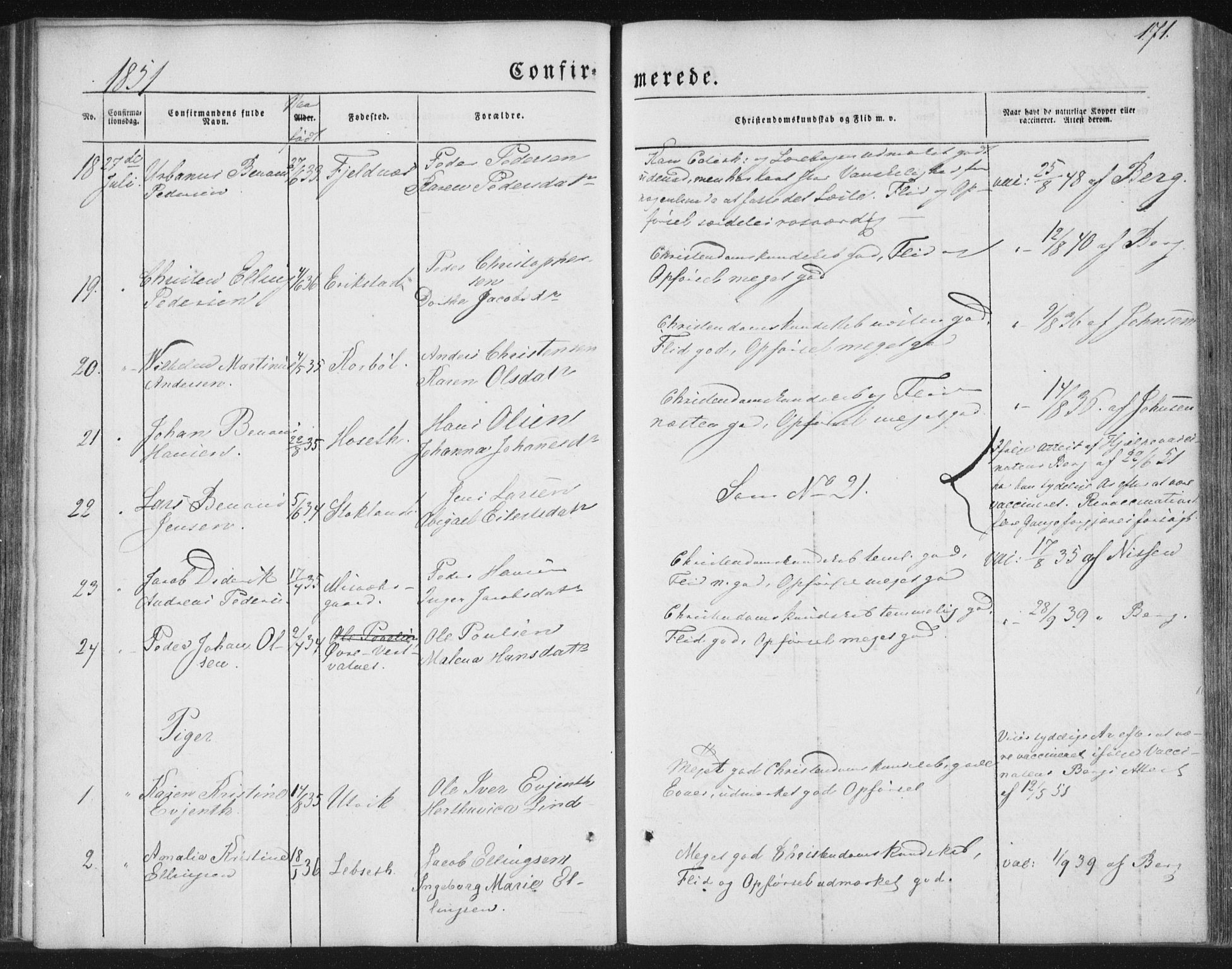 Ministerialprotokoller, klokkerbøker og fødselsregistre - Nordland, AV/SAT-A-1459/852/L0738: Parish register (official) no. 852A08, 1849-1865, p. 171