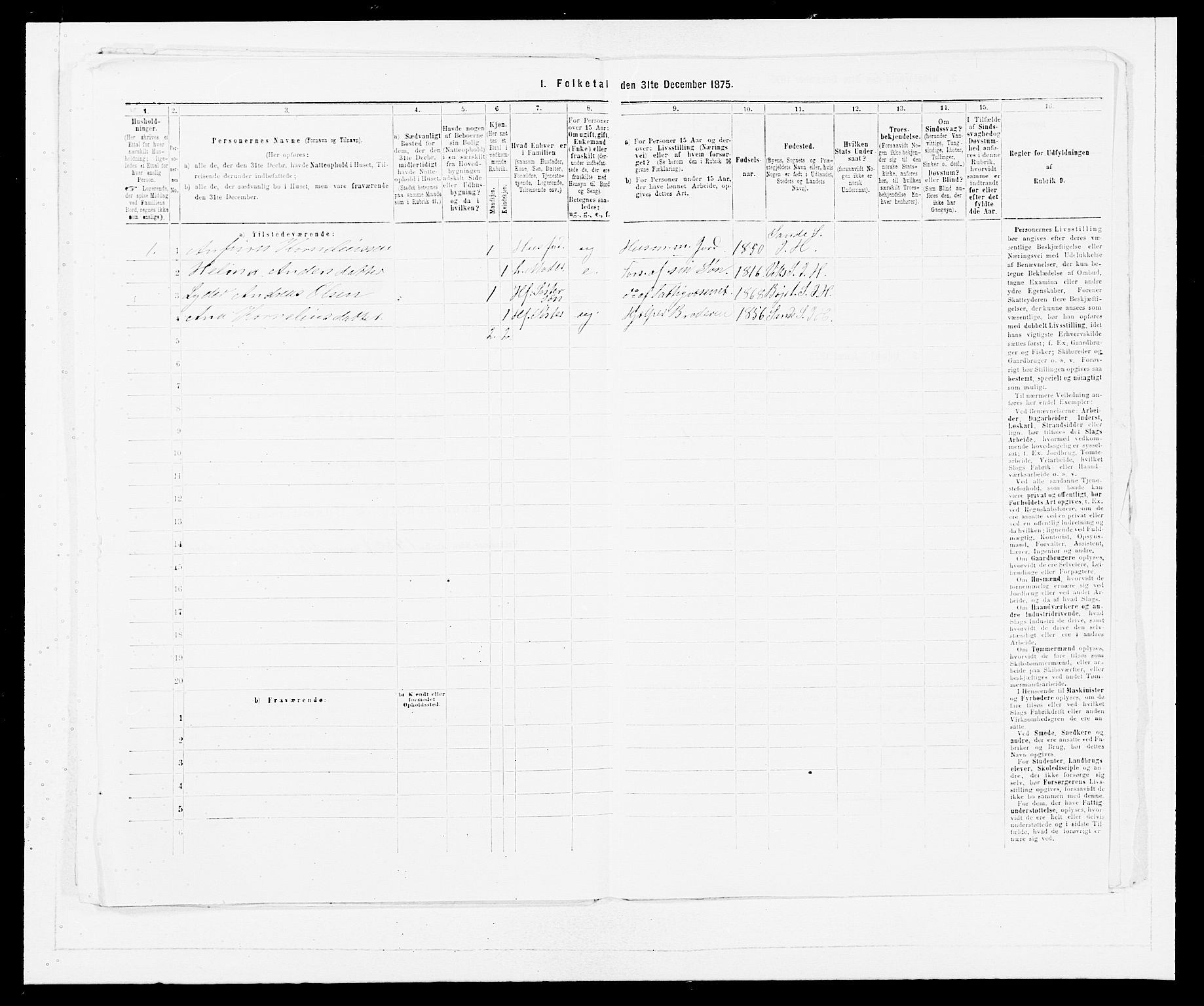 SAB, 1875 census for 1430P Indre Holmedal, 1875, p. 311