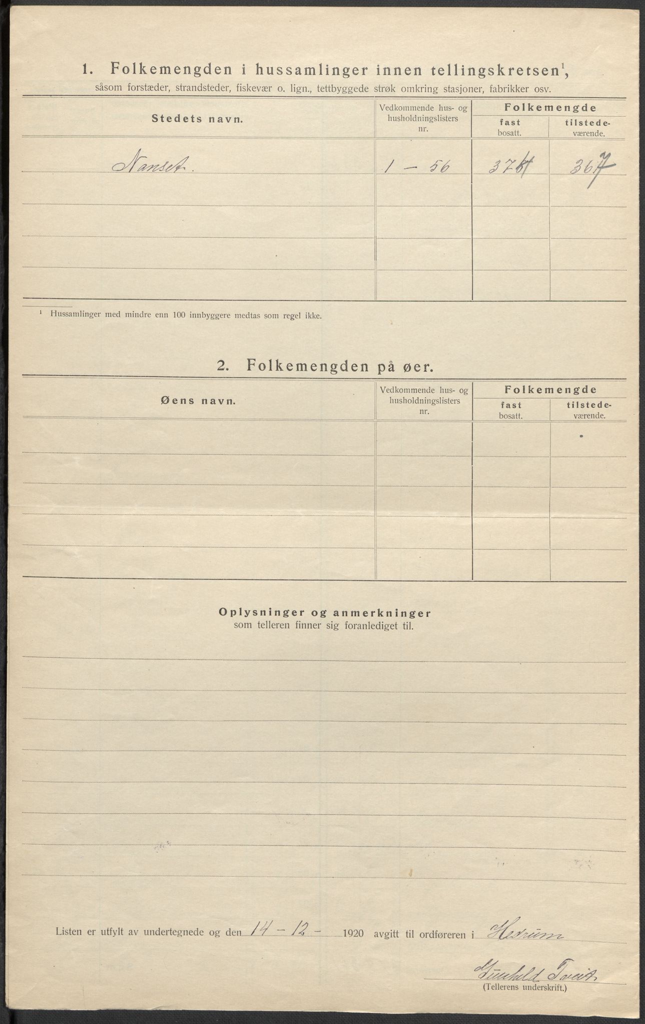 SAKO, 1920 census for Hedrum, 1920, p. 19