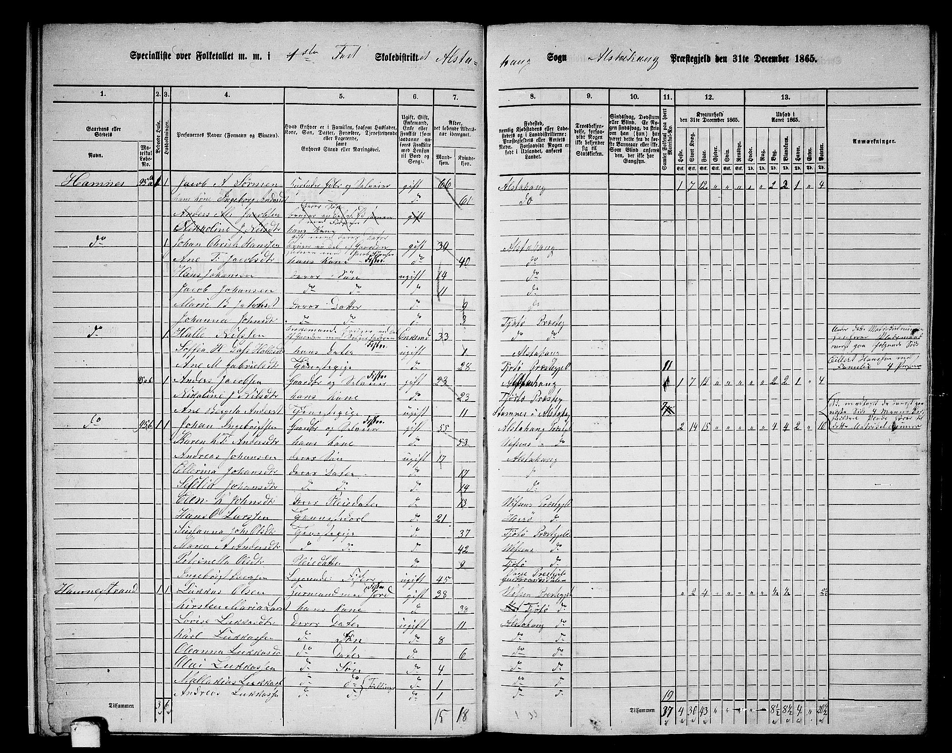 RA, 1865 census for Alstahaug, 1865, p. 15