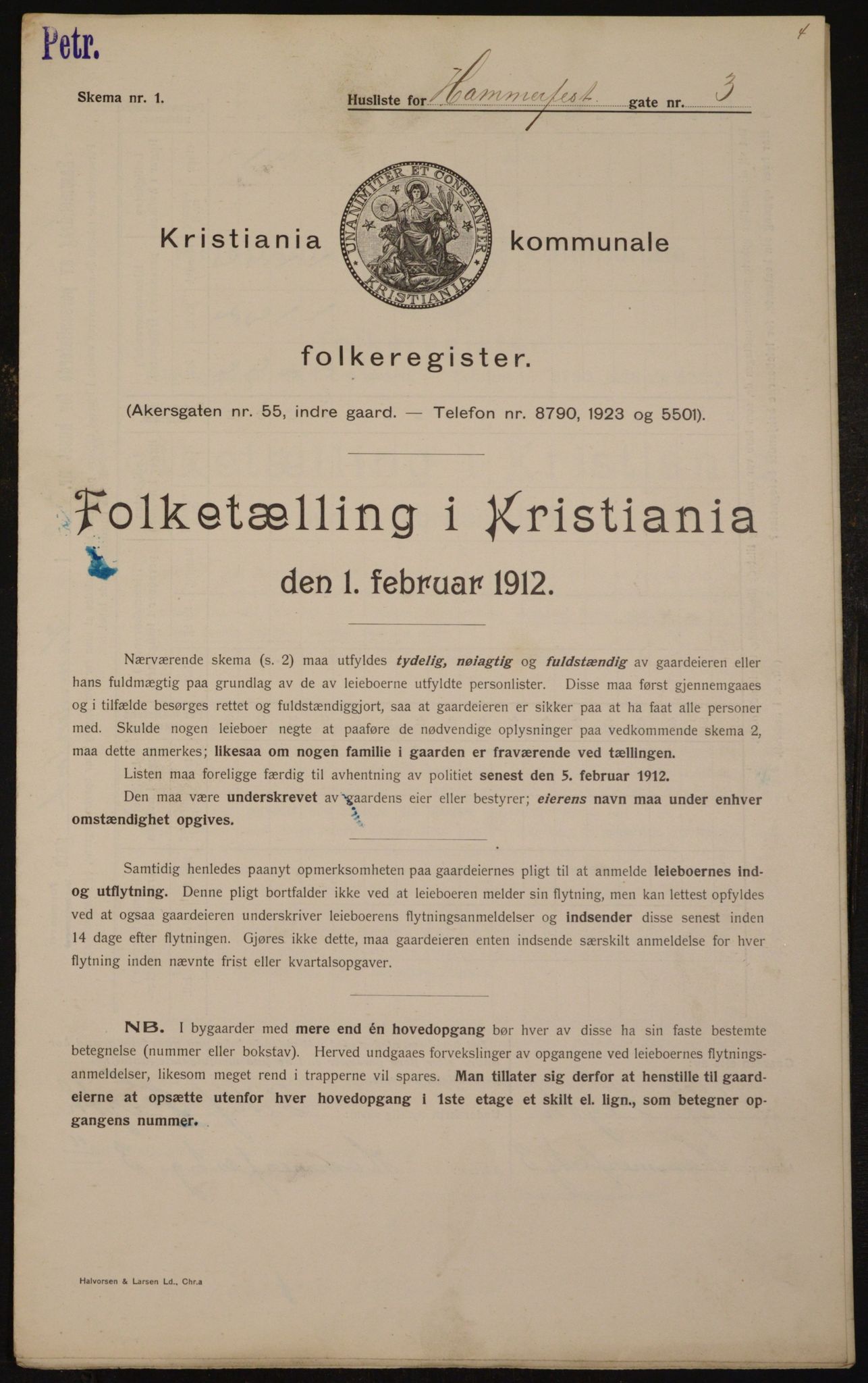 OBA, Municipal Census 1912 for Kristiania, 1912, p. 34188
