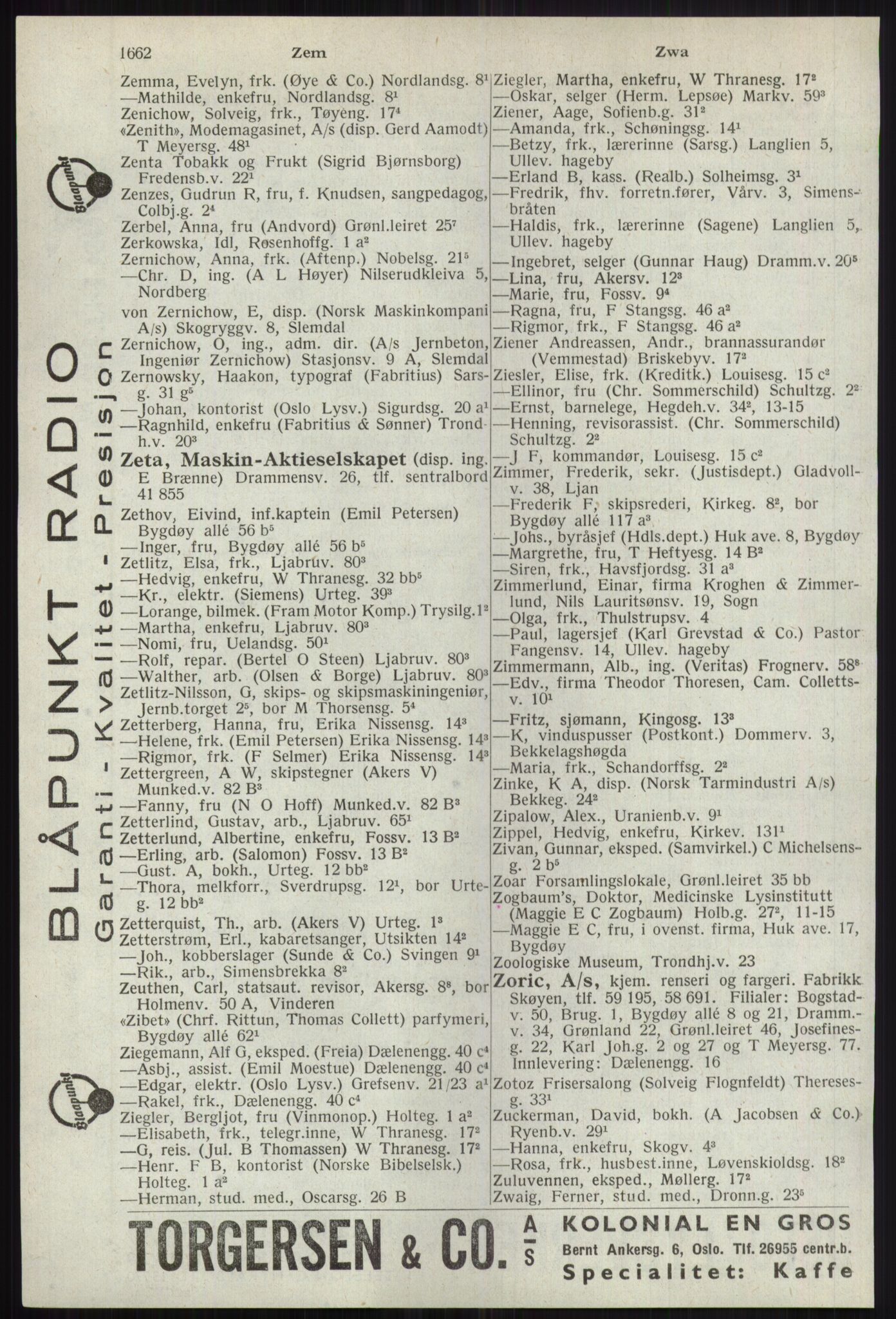 Kristiania/Oslo adressebok, PUBL/-, 1941, p. 1662