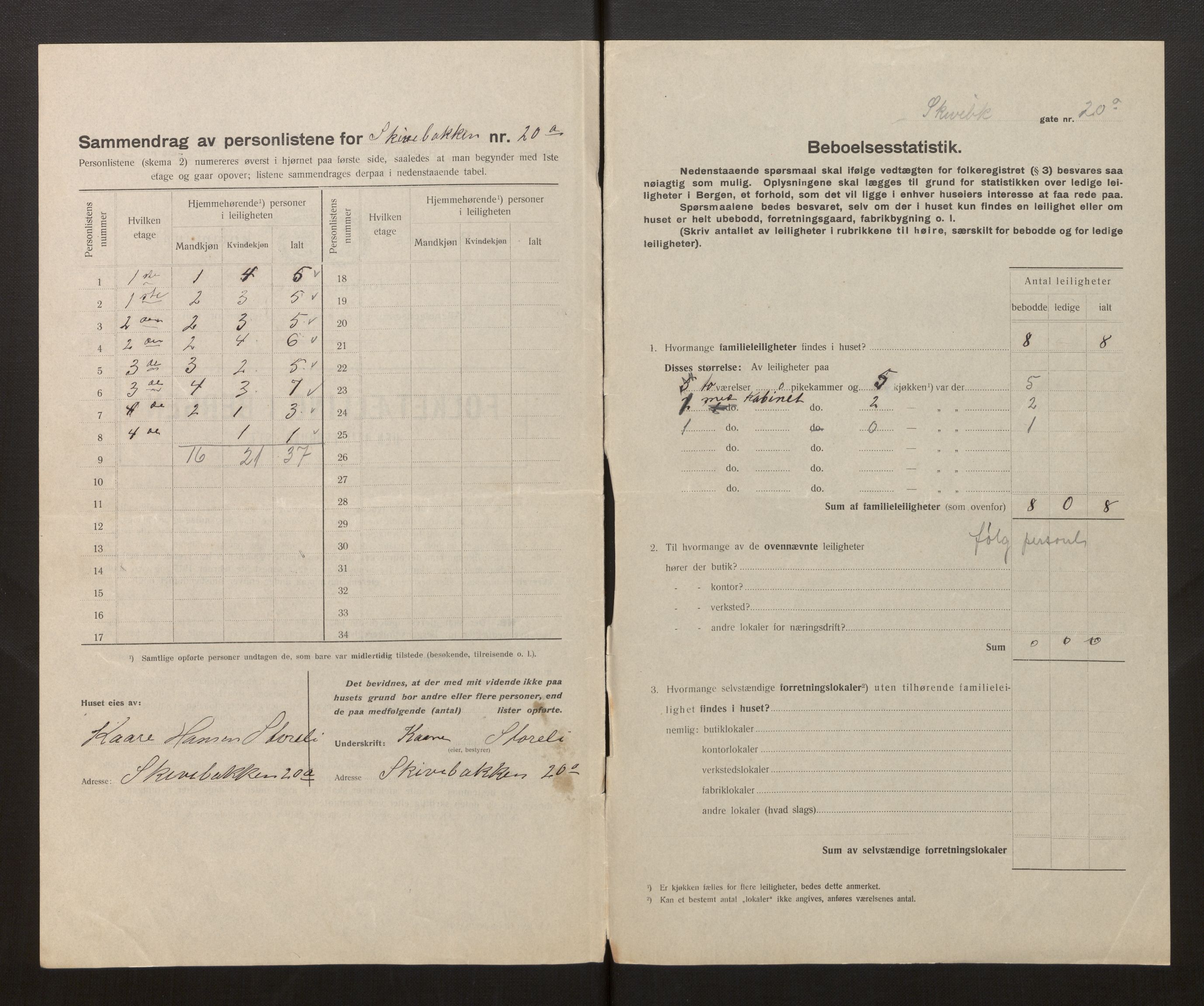 SAB, Municipal Census 1917 for Bergen, 1917, p. 34758