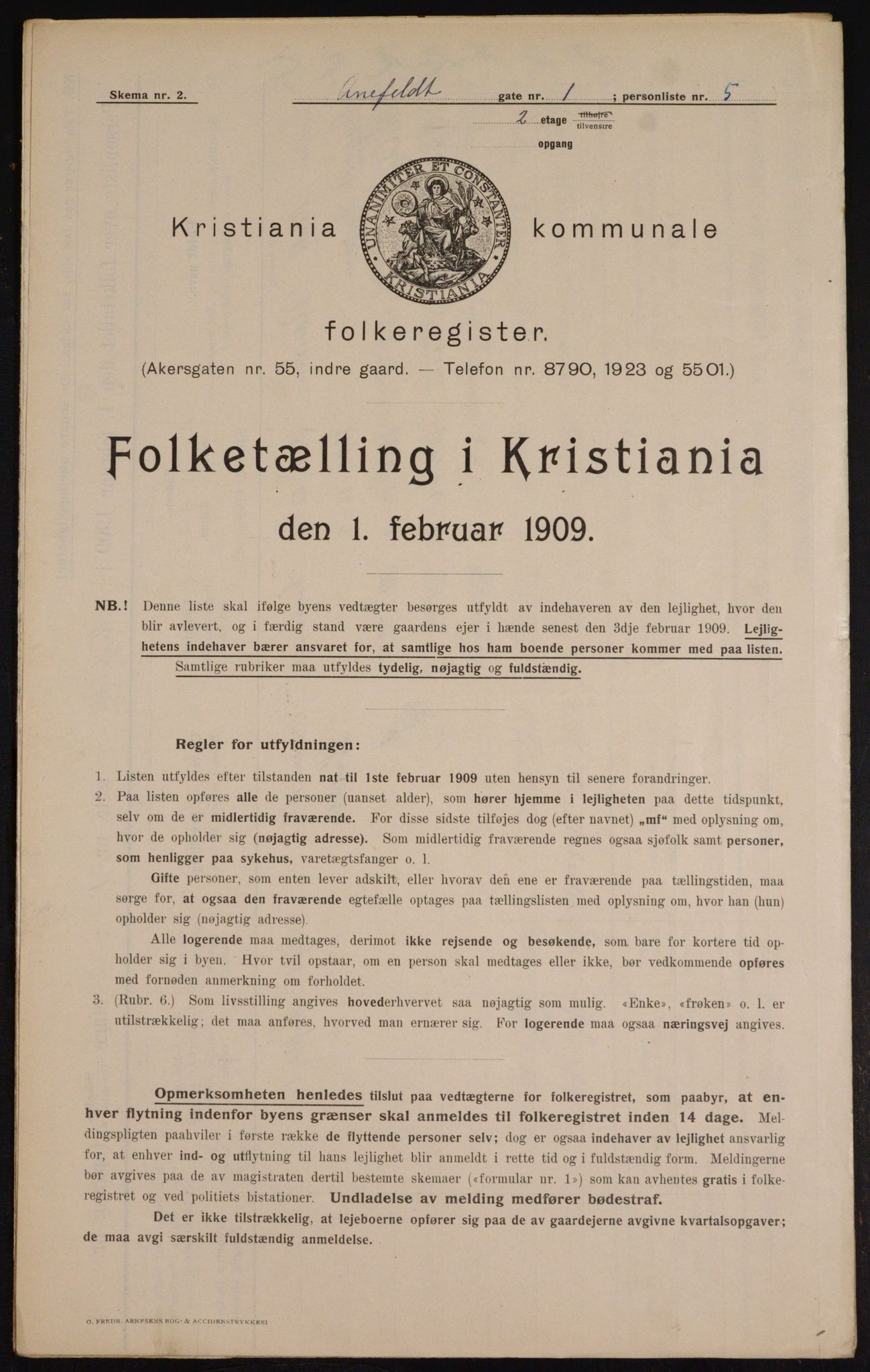 OBA, Municipal Census 1909 for Kristiania, 1909, p. 1034