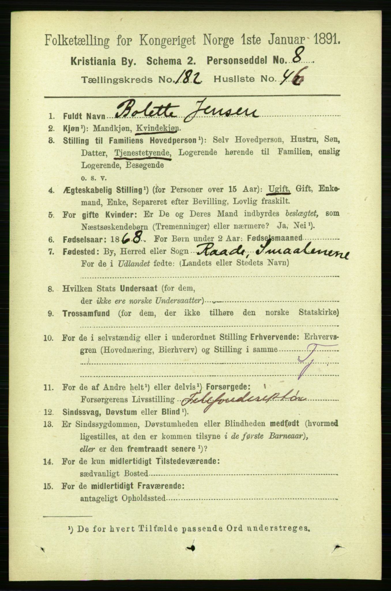 RA, 1891 census for 0301 Kristiania, 1891, p. 109210