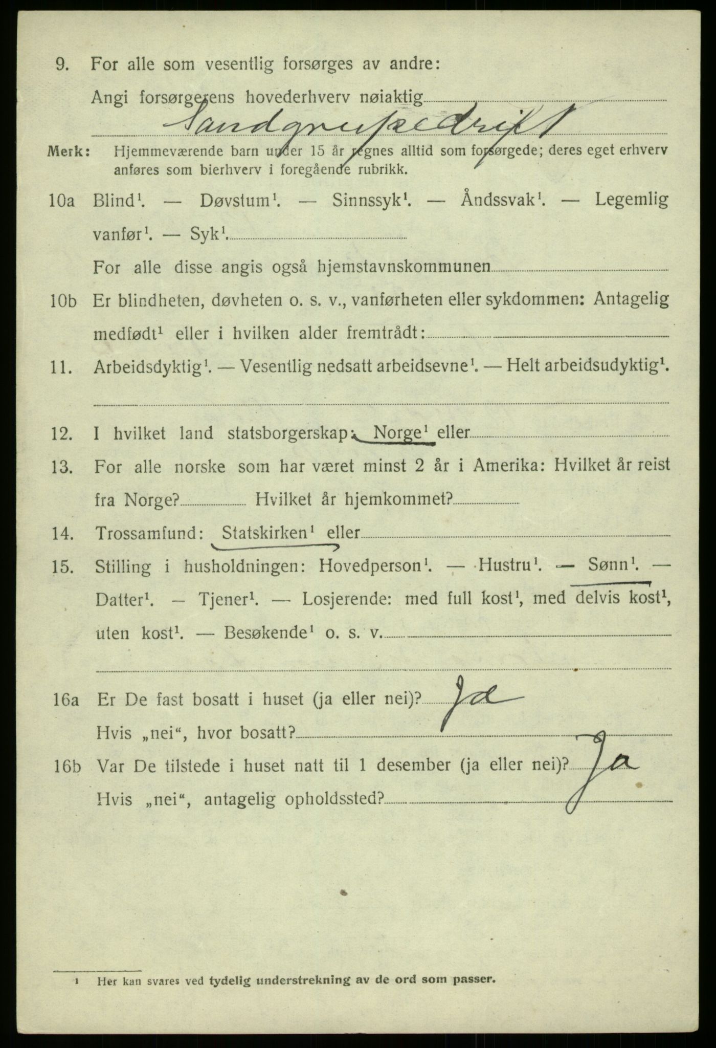 SAB, 1920 census for Bruvik, 1920, p. 9523