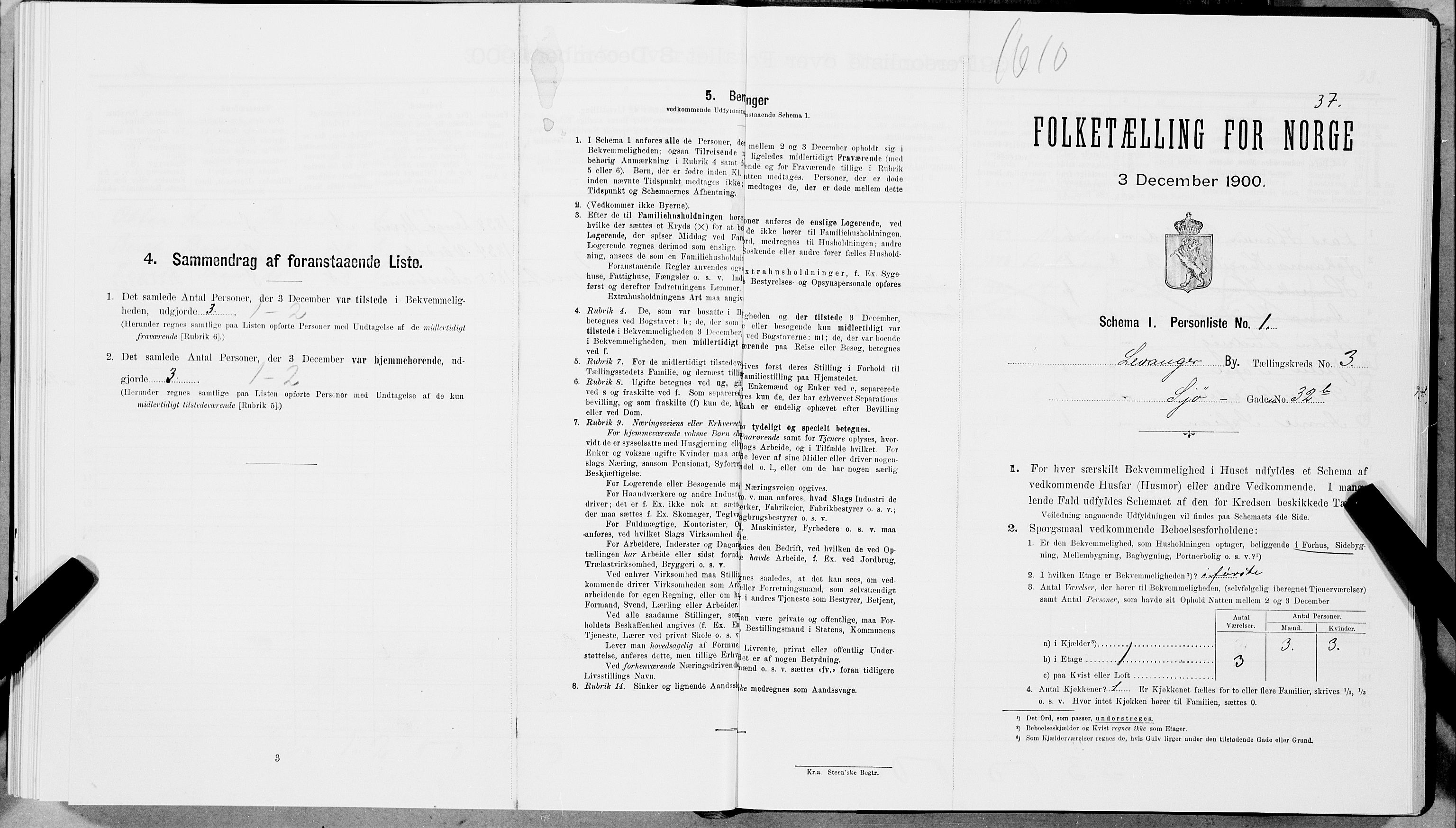 SAT, 1900 census for Levanger, 1900, p. 382