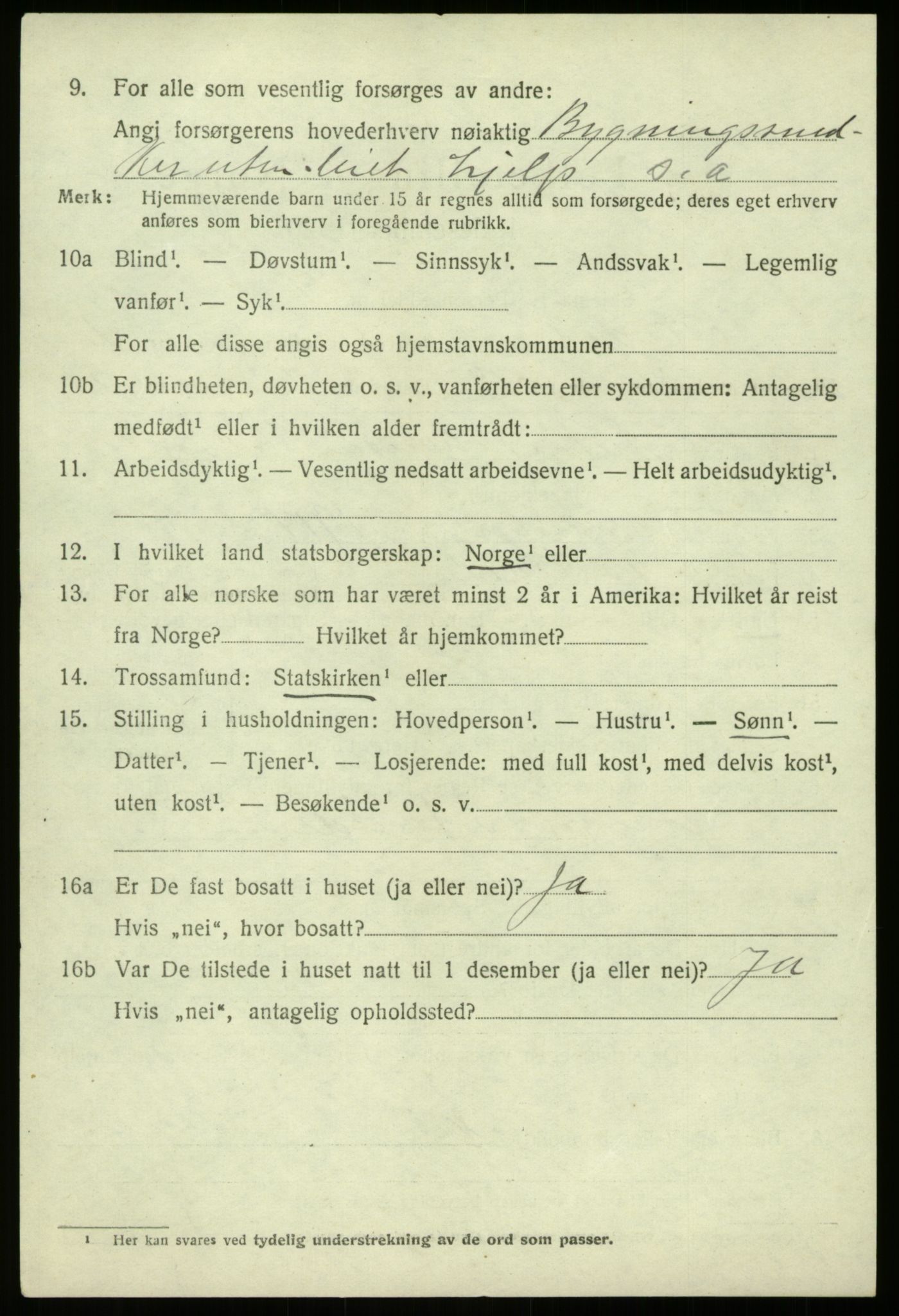 SAB, 1920 census for Jostedal, 1920, p. 575