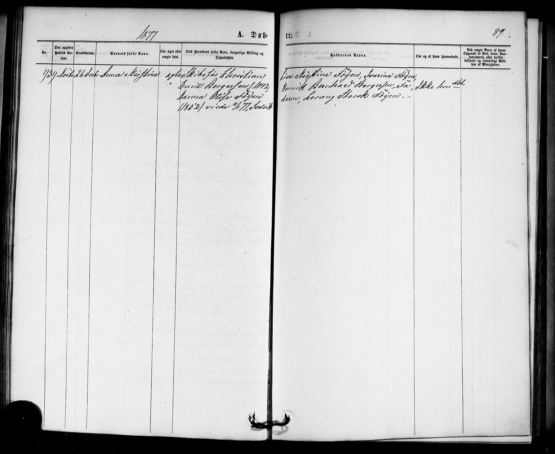 Strømm kirkebøker, AV/SAKO-A-322/F/Fa/L0002: Parish register (official) no. I 2, 1870-1877, p. 89