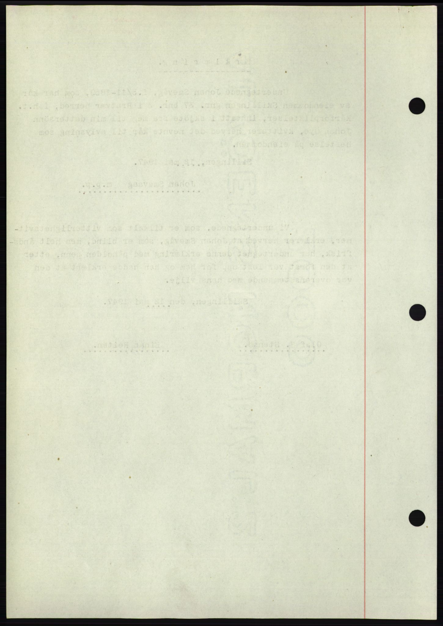 Nordmøre sorenskriveri, AV/SAT-A-4132/1/2/2Ca: Mortgage book no. B96, 1947-1947, Diary no: : 1130/1947