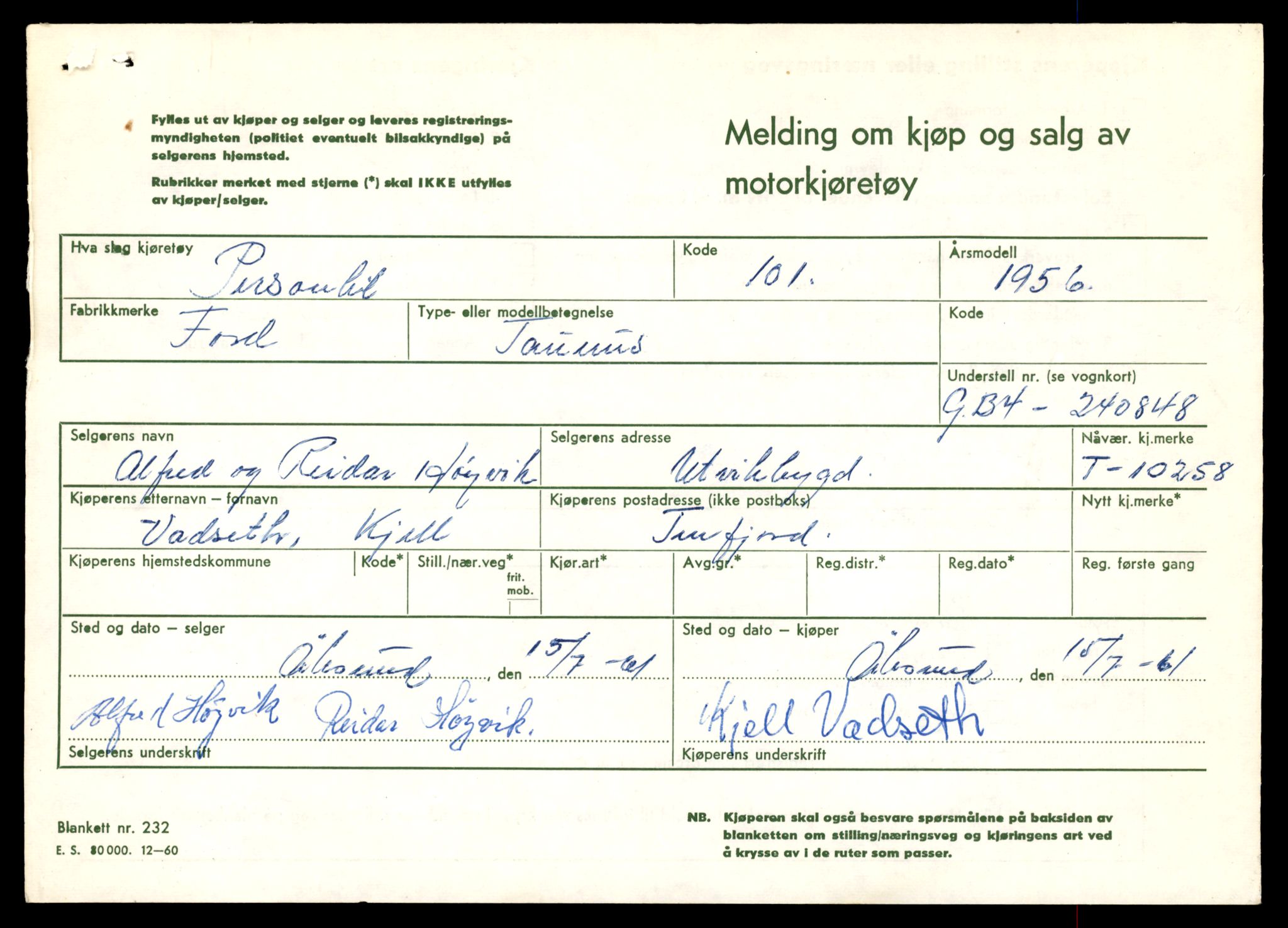 Møre og Romsdal vegkontor - Ålesund trafikkstasjon, SAT/A-4099/F/Fe/L0019: Registreringskort for kjøretøy T 10228 - T 10350, 1927-1998, p. 761