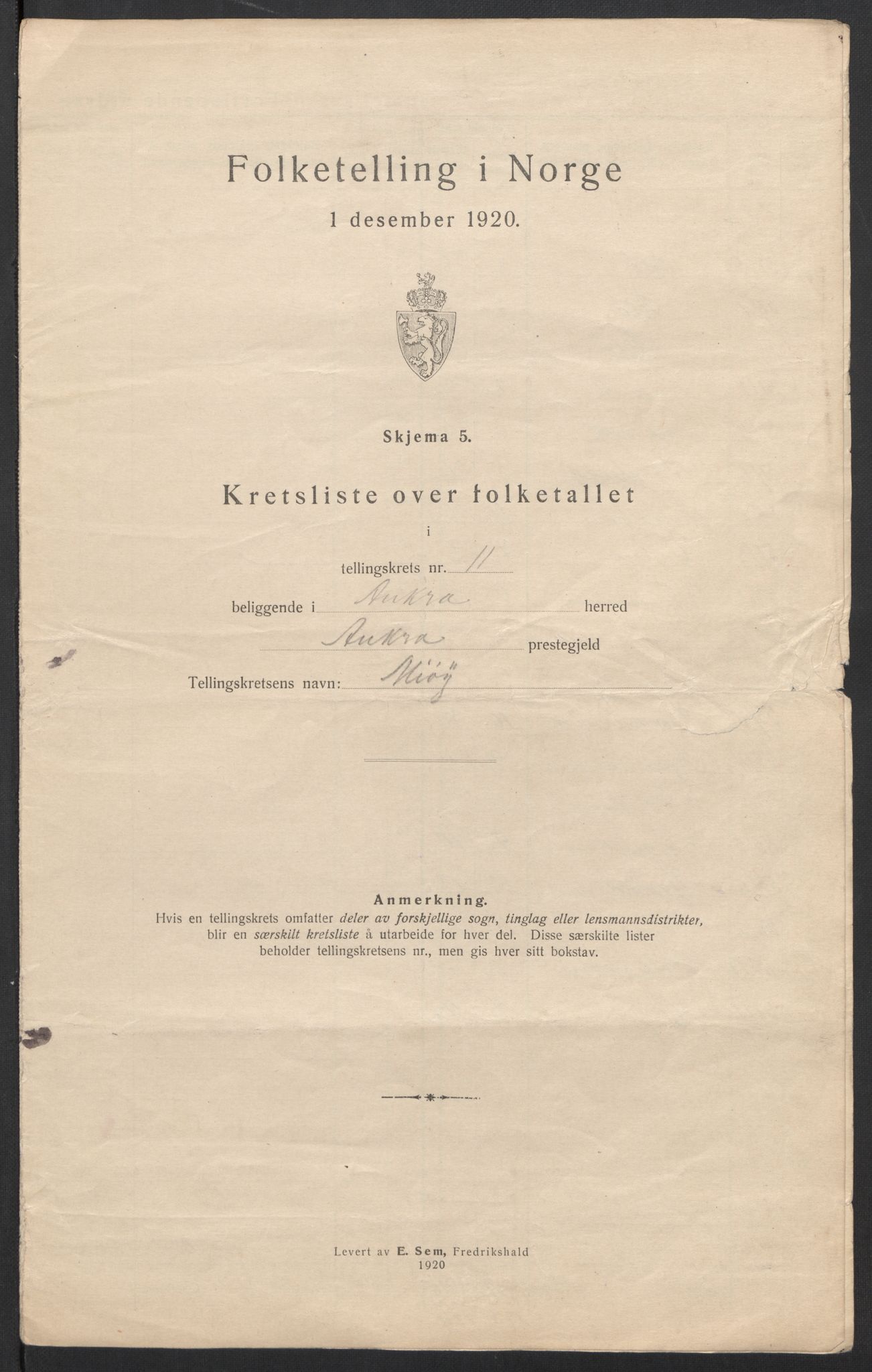 SAT, 1920 census for Aukra, 1920, p. 40