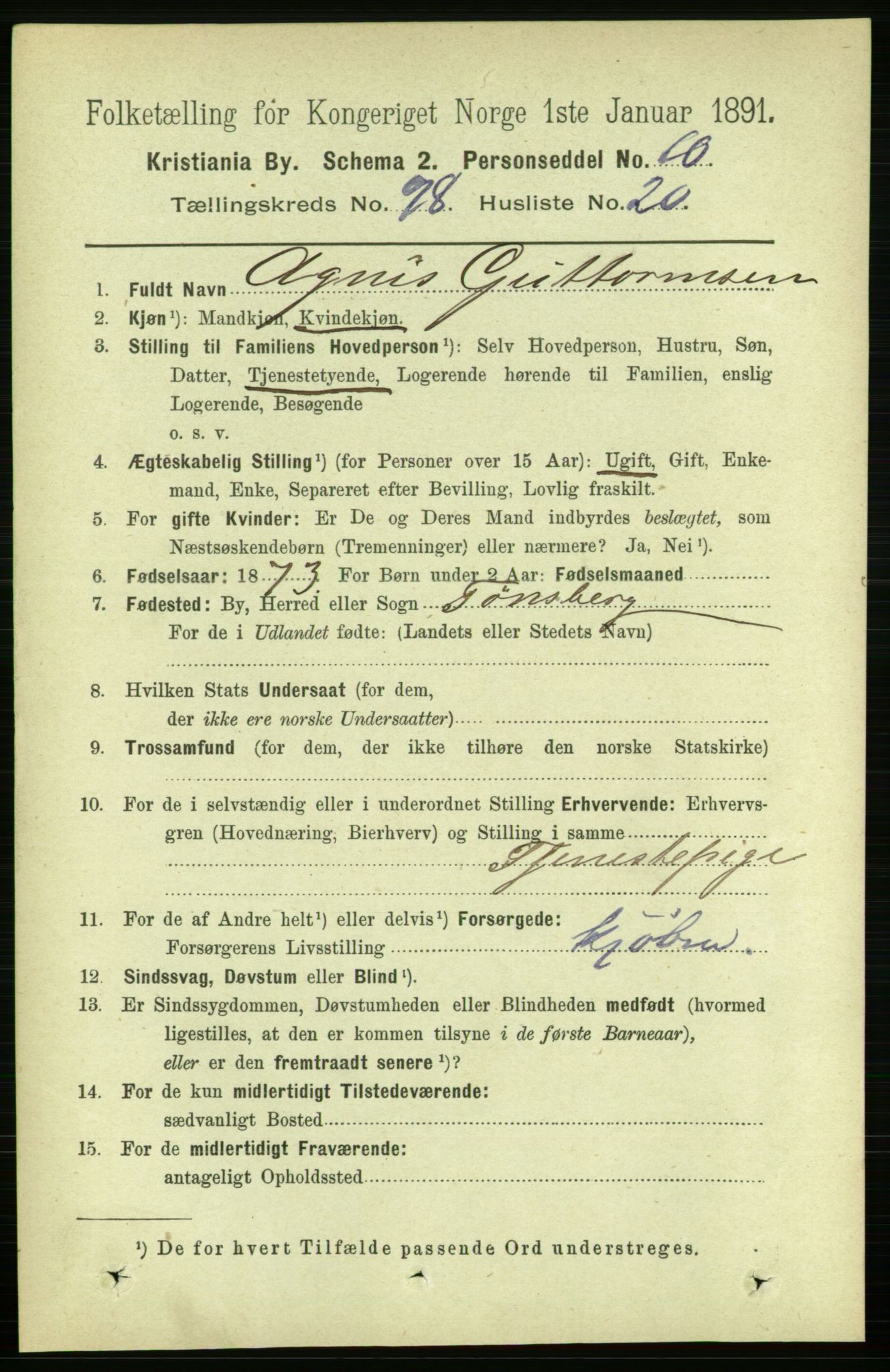 RA, 1891 census for 0301 Kristiania, 1891, p. 48338