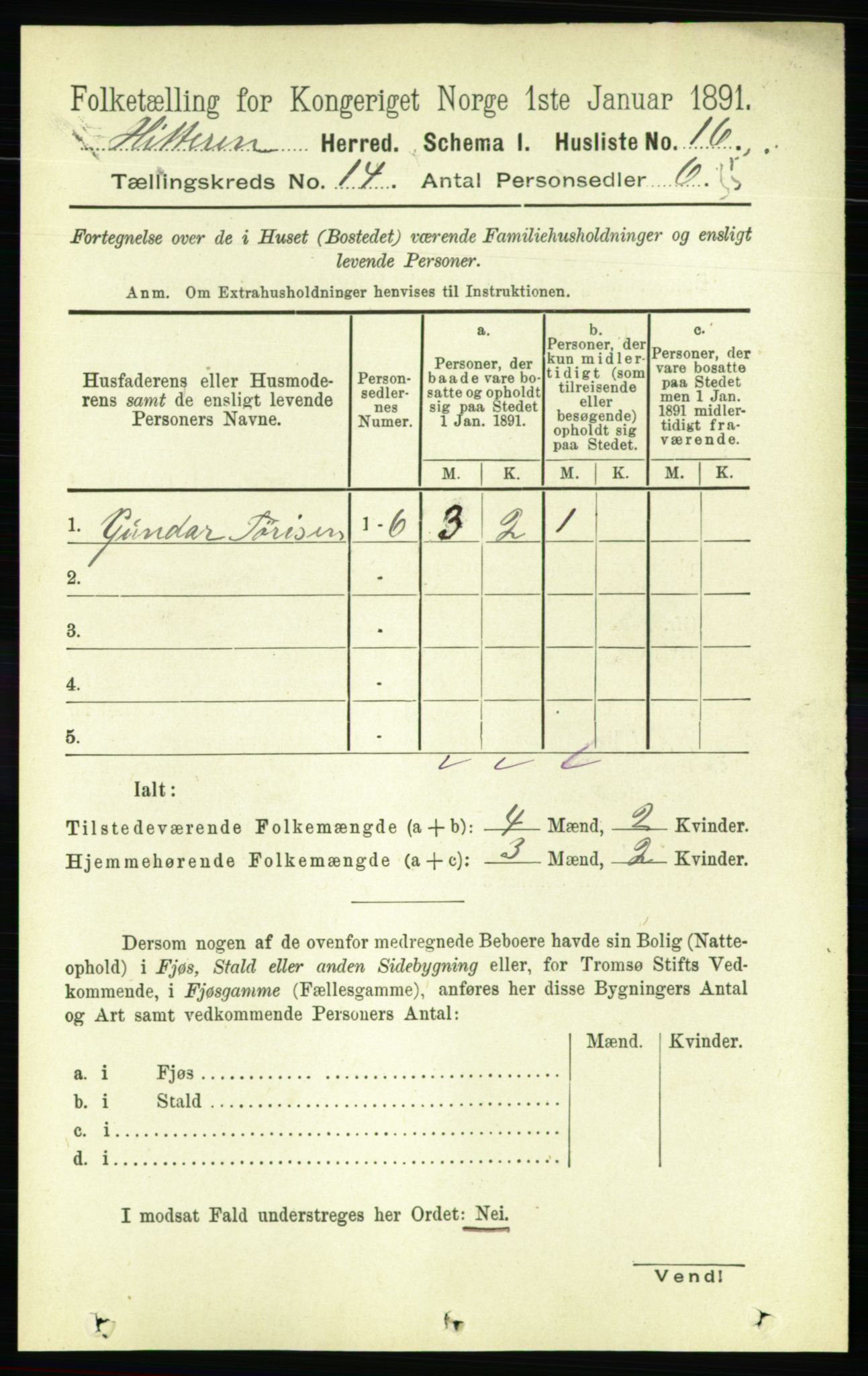 RA, 1891 census for 1617 Hitra, 1891, p. 2969