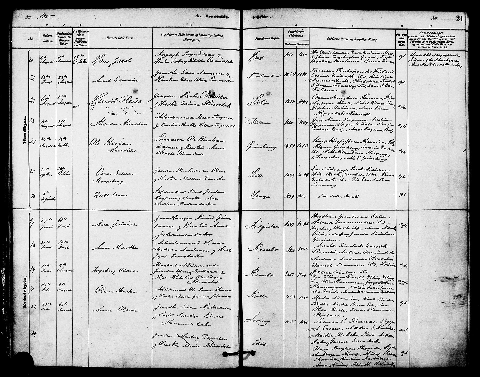 Haugesund sokneprestkontor, AV/SAST-A -101863/H/Ha/Haa/L0002: Parish register (official) no. A 2, 1878-1886, p. 24