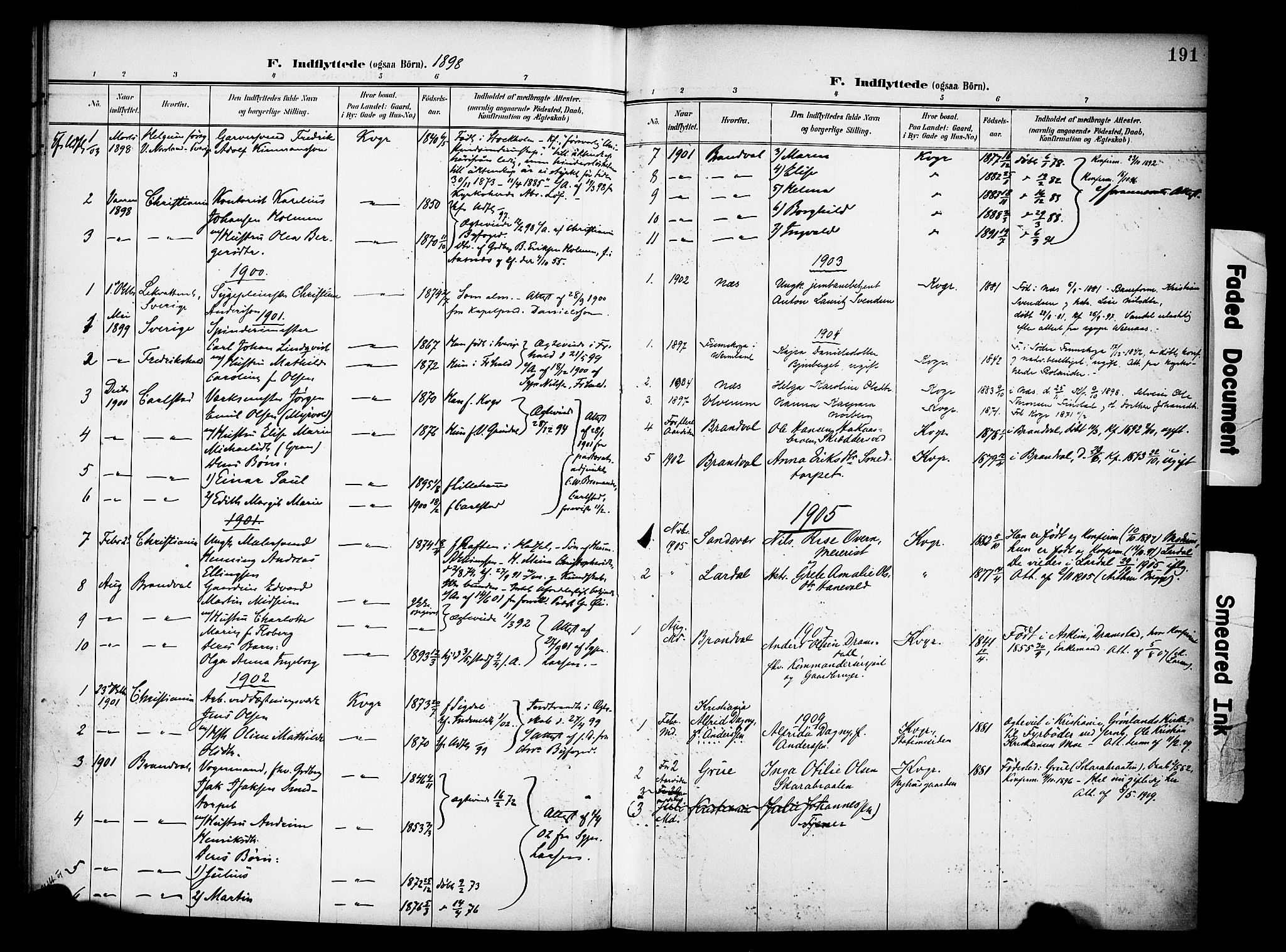 Vinger prestekontor, AV/SAH-PREST-024/H/Ha/Haa/L0016: Parish register (official) no. 16, 1898-1920, p. 191