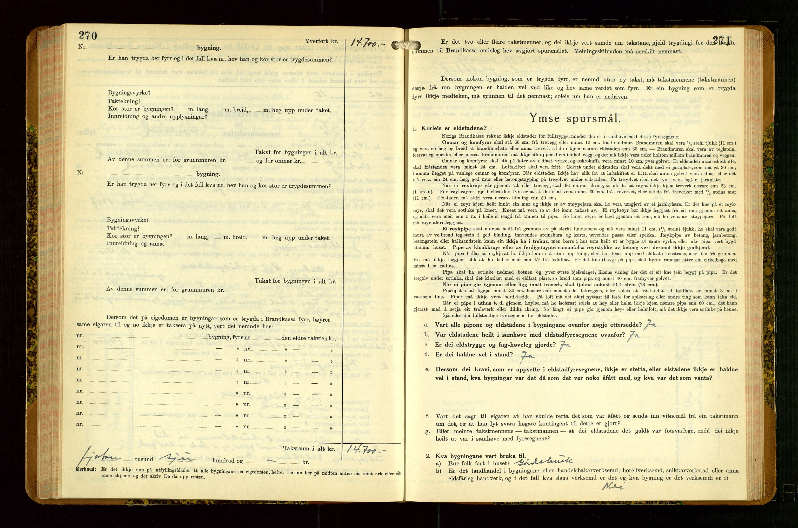 Hå lensmannskontor, SAST/A-100456/Goa/L0007: Takstprotokoll (skjema), 1938-1949, p. 270-271