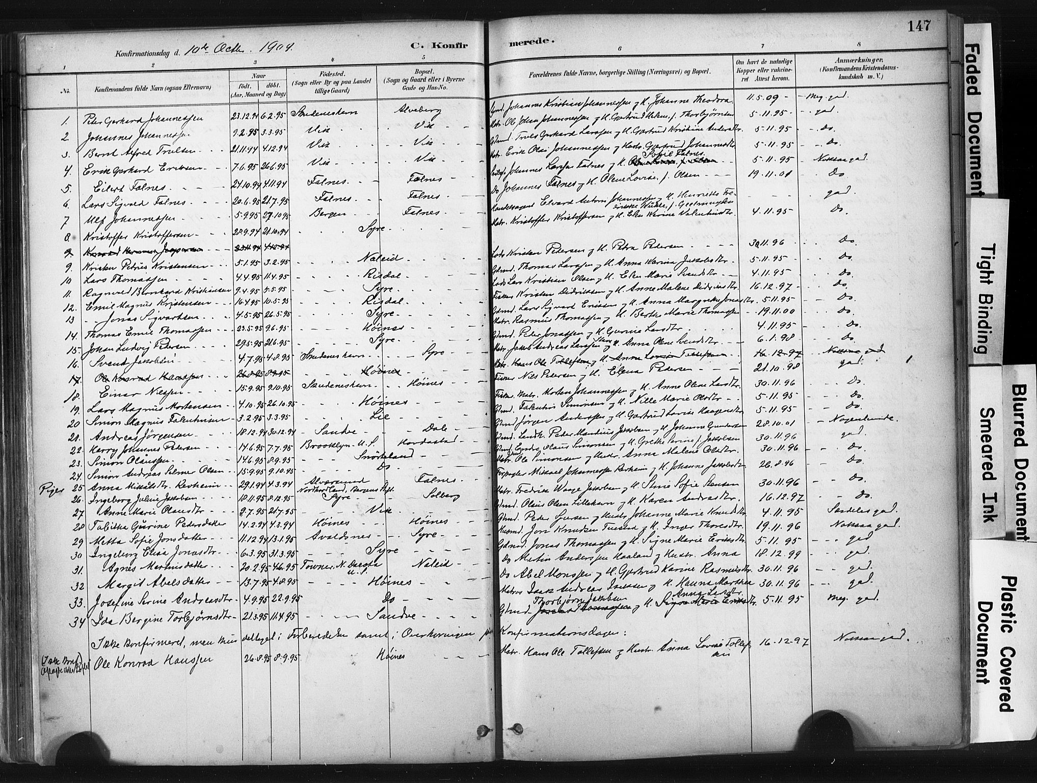 Skudenes sokneprestkontor, AV/SAST-A -101849/H/Ha/Haa/L0009: Parish register (official) no. A 6, 1882-1912, p. 147