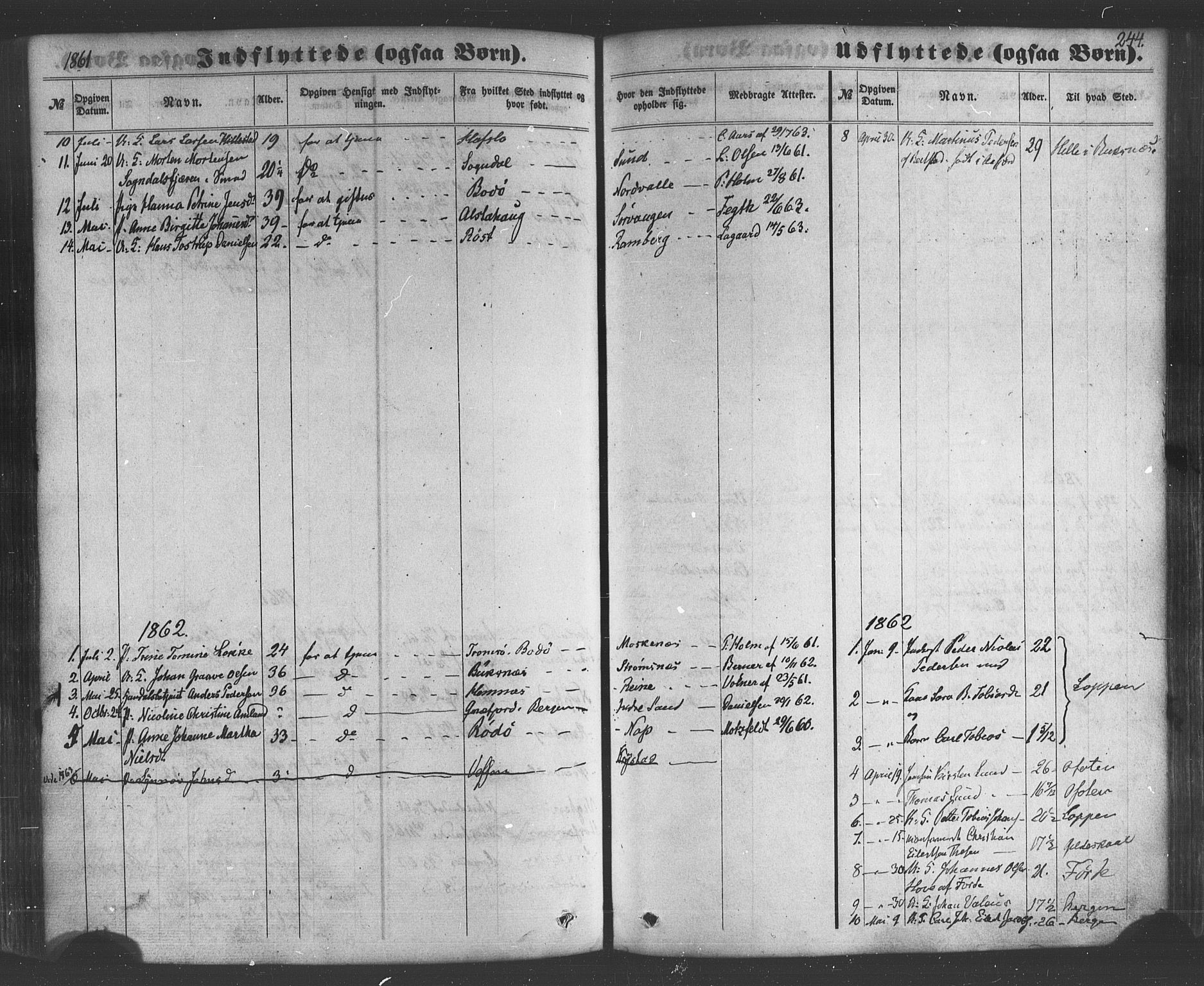 Ministerialprotokoller, klokkerbøker og fødselsregistre - Nordland, SAT/A-1459/885/L1203: Parish register (official) no. 885A04, 1859-1877, p. 244
