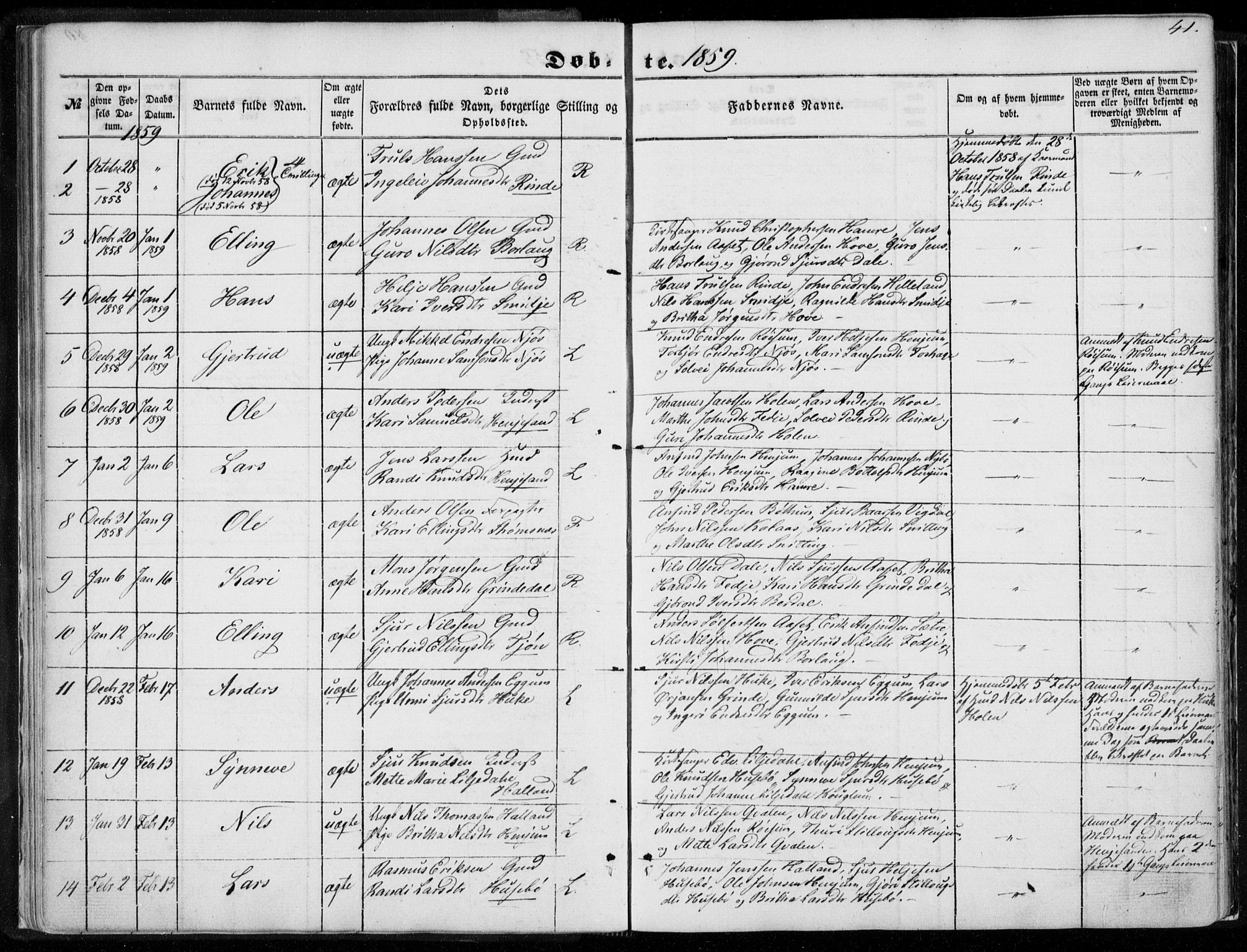 Leikanger sokneprestembete, SAB/A-81001: Parish register (official) no. A 8, 1852-1868, p. 41