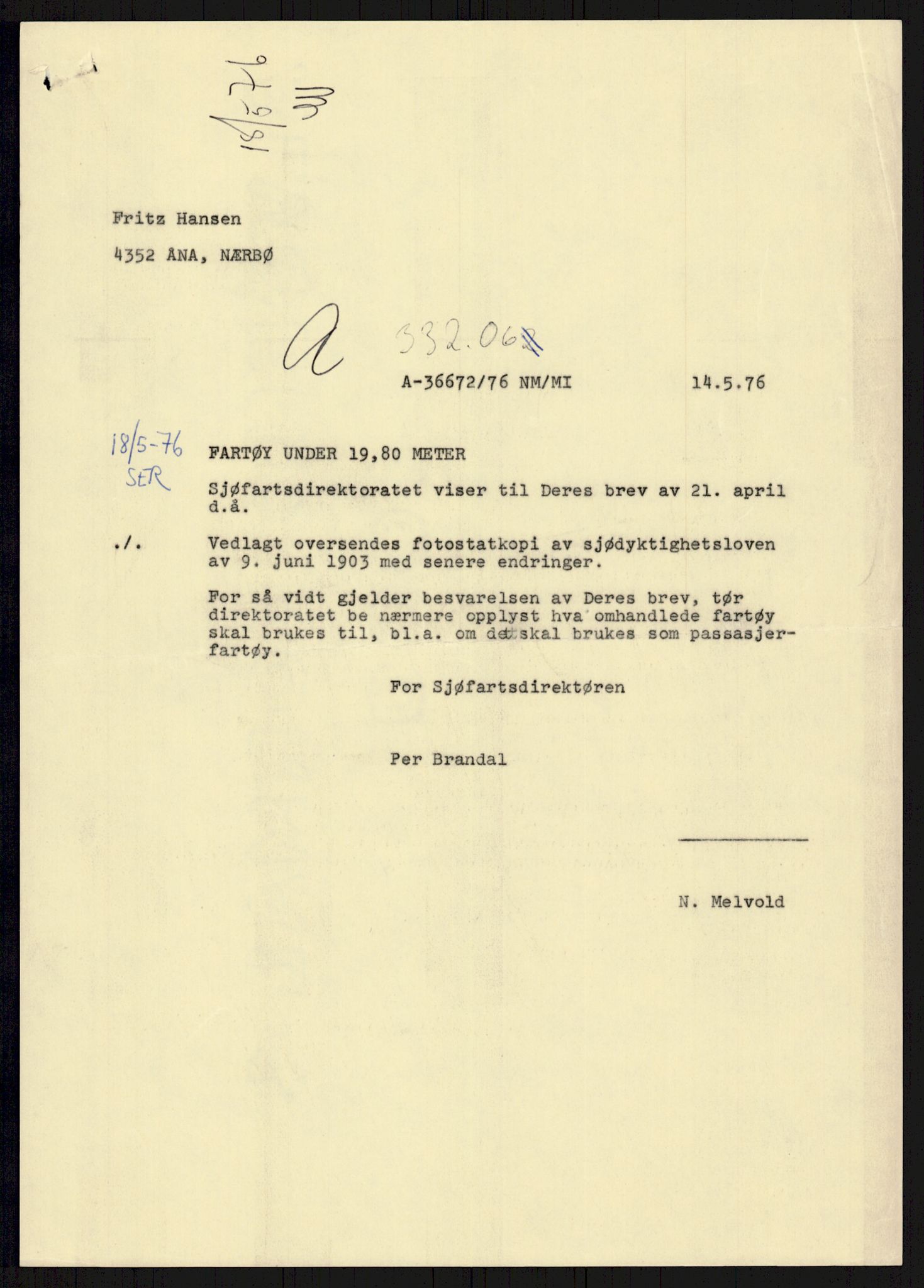 Sjøfartsdirektoratet med forløpere, generelt arkiv, AV/RA-S-1407/D/Du/Duc/L0641/0004: Skipskontrollen - Forskrifter    / Utleiebåter (2 mapper), 1977-1989, p. 145