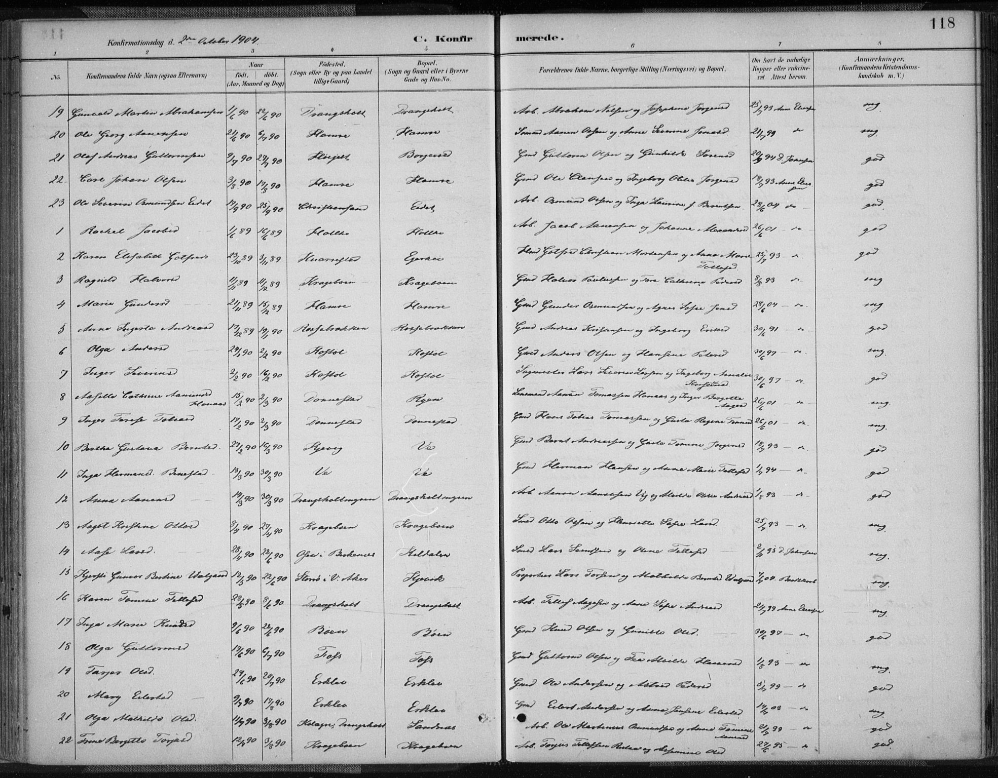 Tveit sokneprestkontor, AV/SAK-1111-0043/F/Fa/L0007: Parish register (official) no. A 7, 1887-1908, p. 118