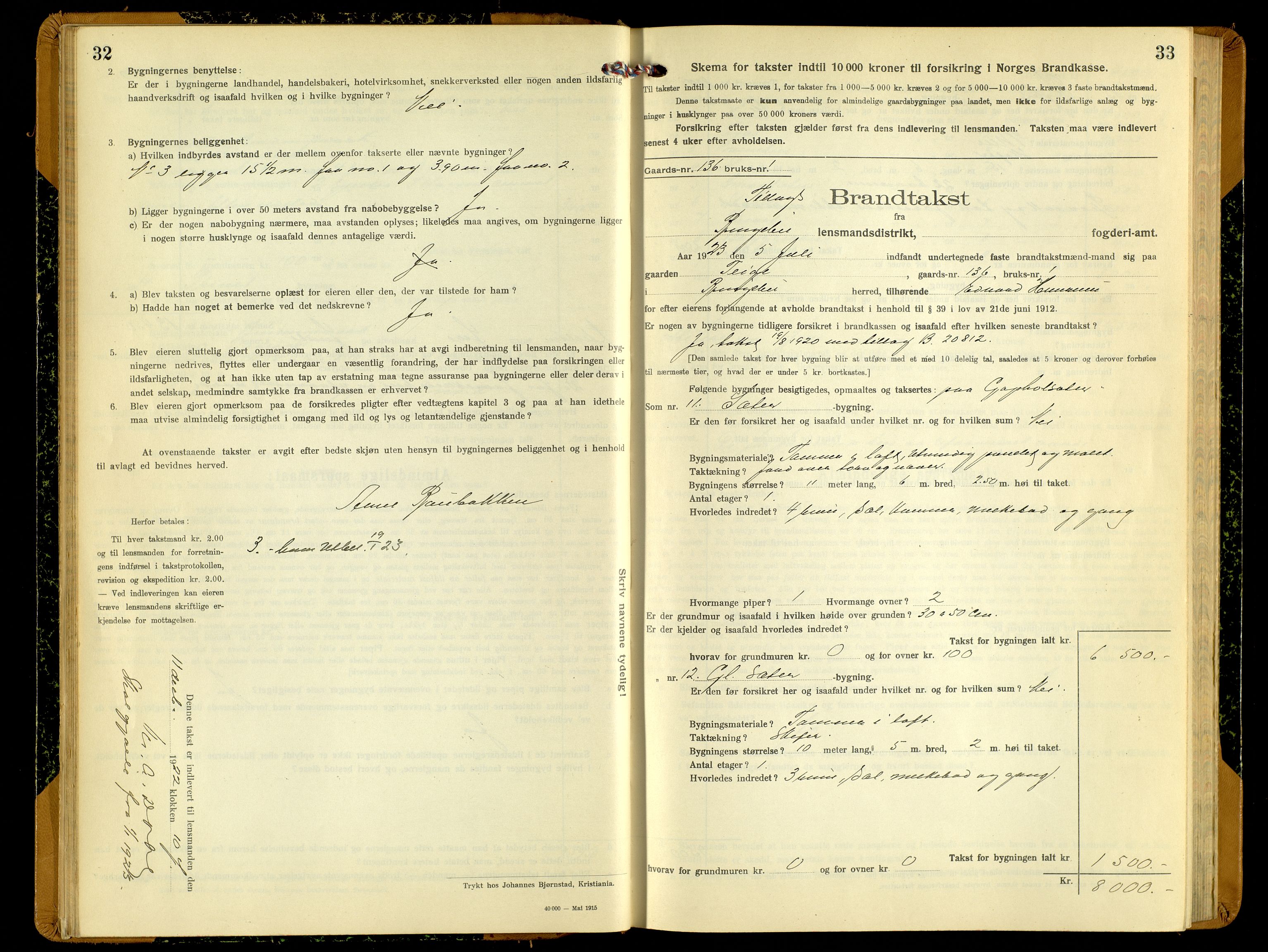 Norges Brannkasse, Ringebu, AV/SAH-NBRANR-037/F/L0006: Branntakstprotokoll, 1919-1955, p. 32-33