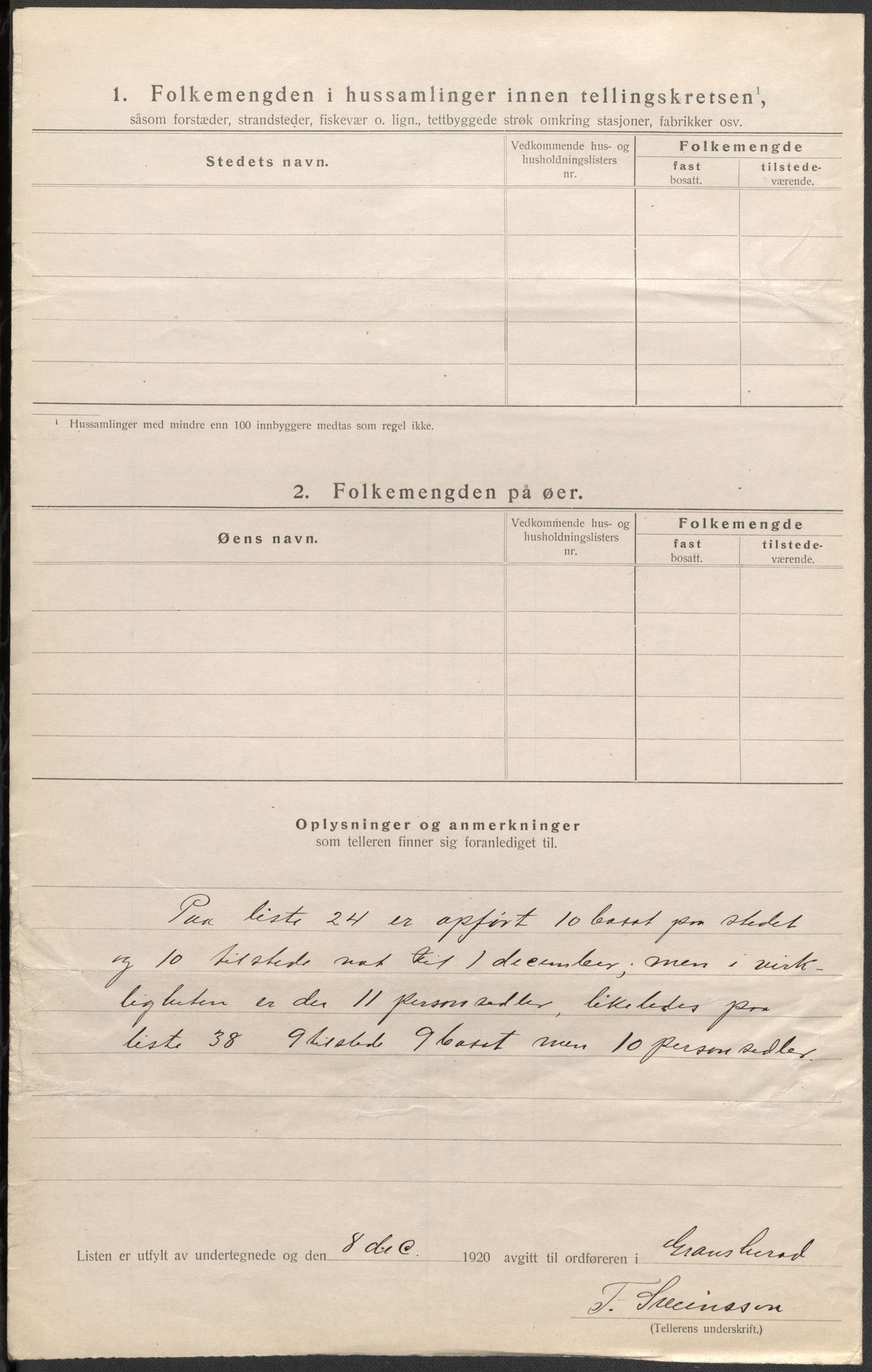 SAKO, 1920 census for Gransherad, 1920, p. 15