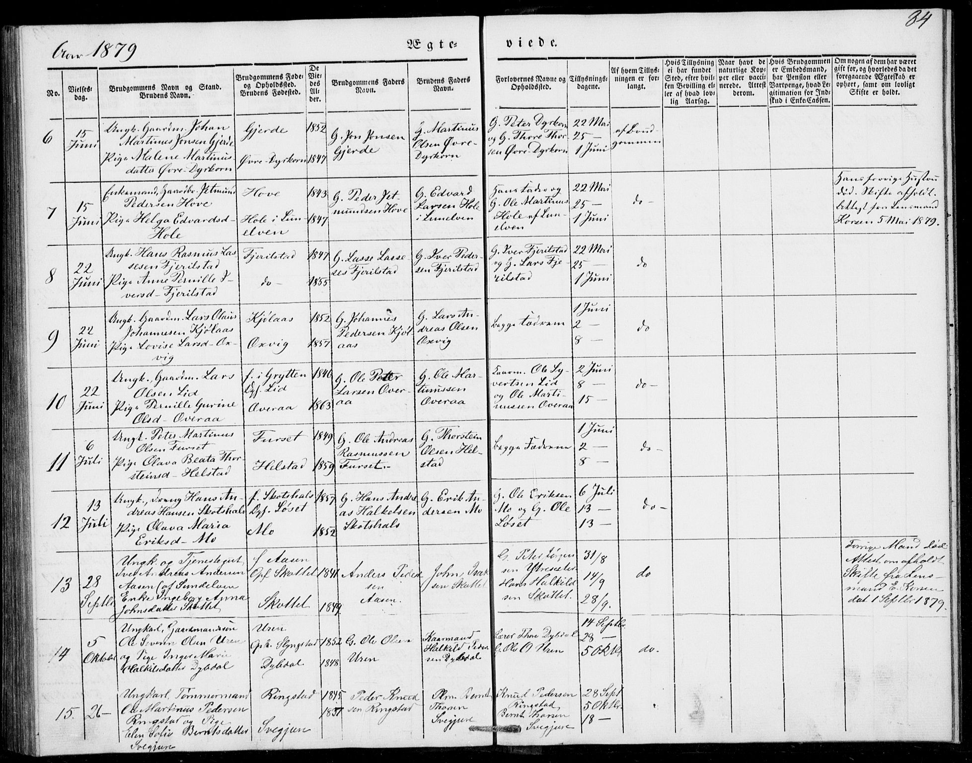 Ministerialprotokoller, klokkerbøker og fødselsregistre - Møre og Romsdal, AV/SAT-A-1454/520/L0276: Parish register (official) no. 520A06, 1844-1881, p. 84