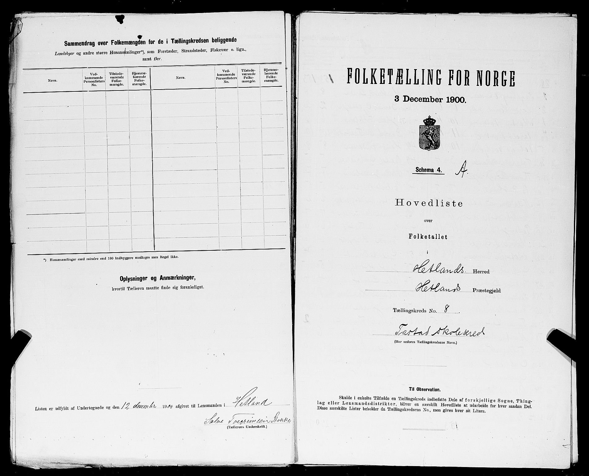 SAST, 1900 census for Hetland, 1900, p. 38