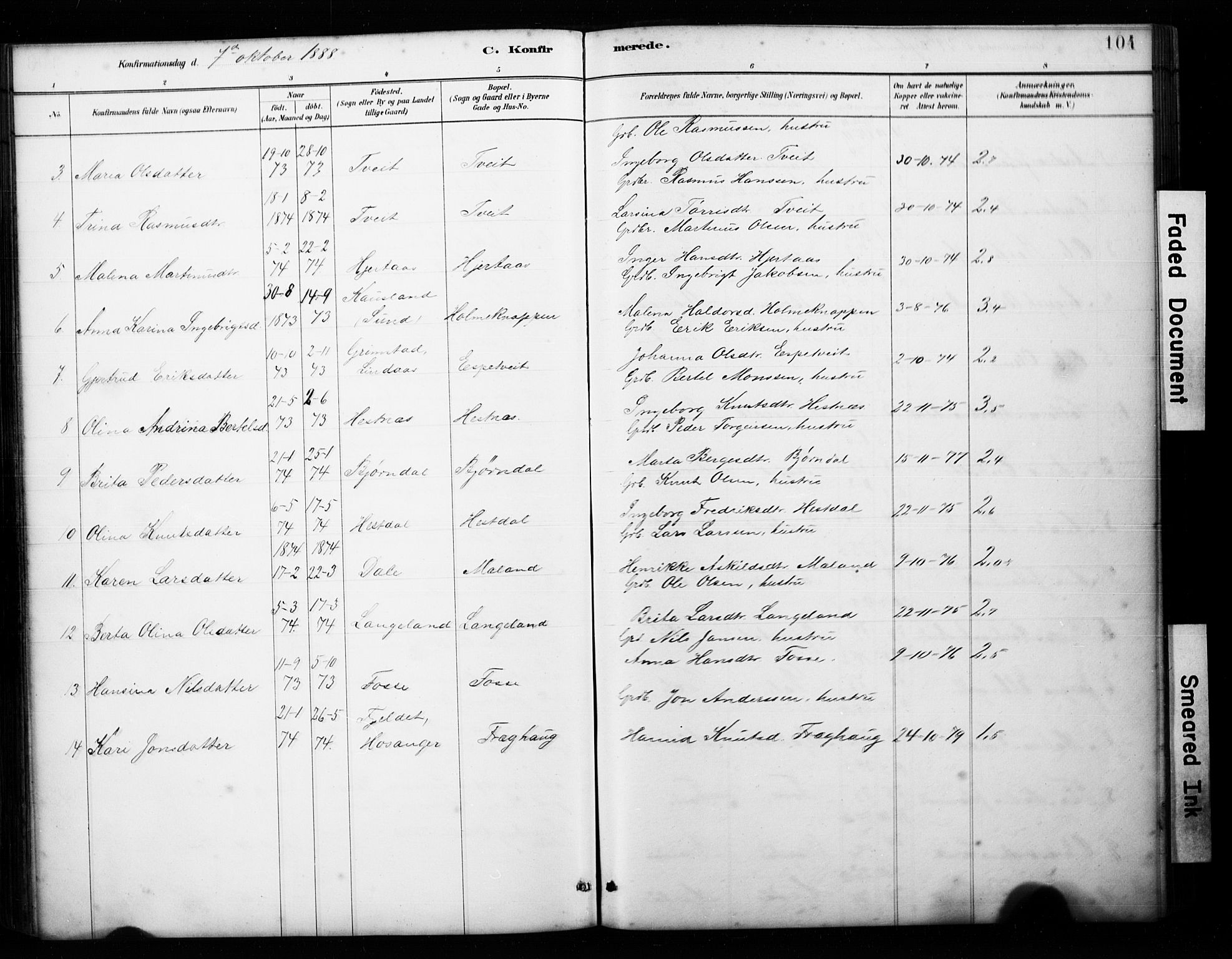 Alversund Sokneprestembete, AV/SAB-A-73901/H/Ha/Hab: Parish register (copy) no. C 3, 1881-1894, p. 104