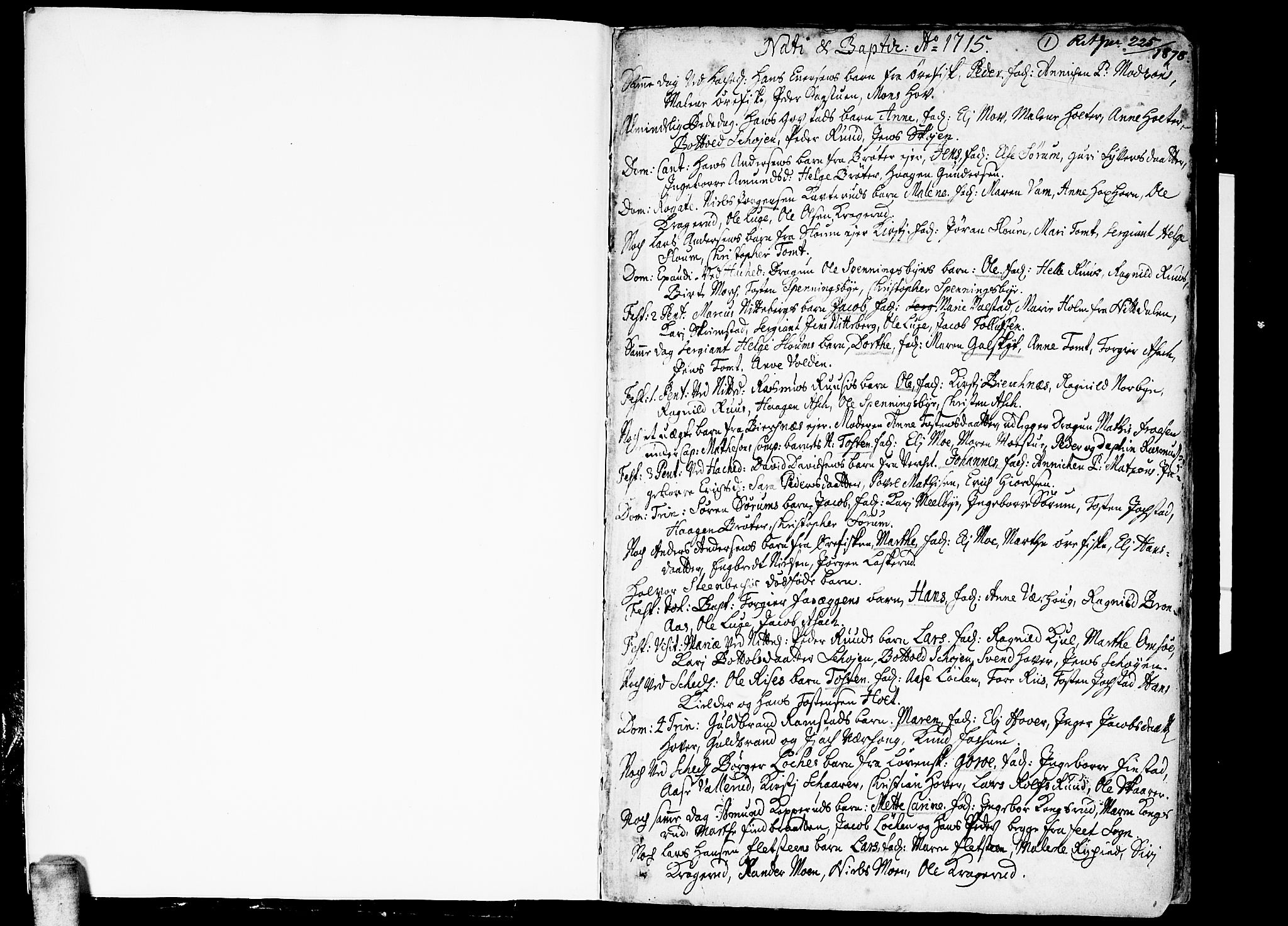 Skedsmo prestekontor Kirkebøker, SAO/A-10033a/F/Fa/L0002: Parish register (official) no. I 2, 1715-1727, p. 1
