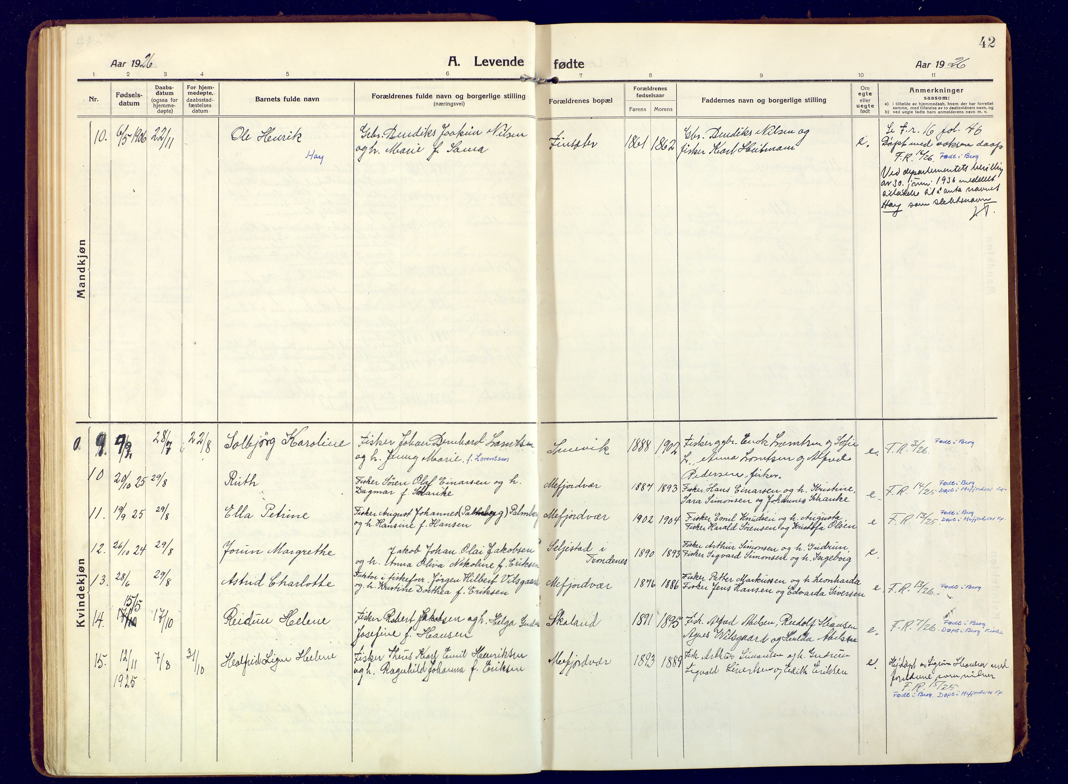 Berg sokneprestkontor, SATØ/S-1318/G/Ga/Gaa: Parish register (official) no. 9, 1916-1928, p. 42