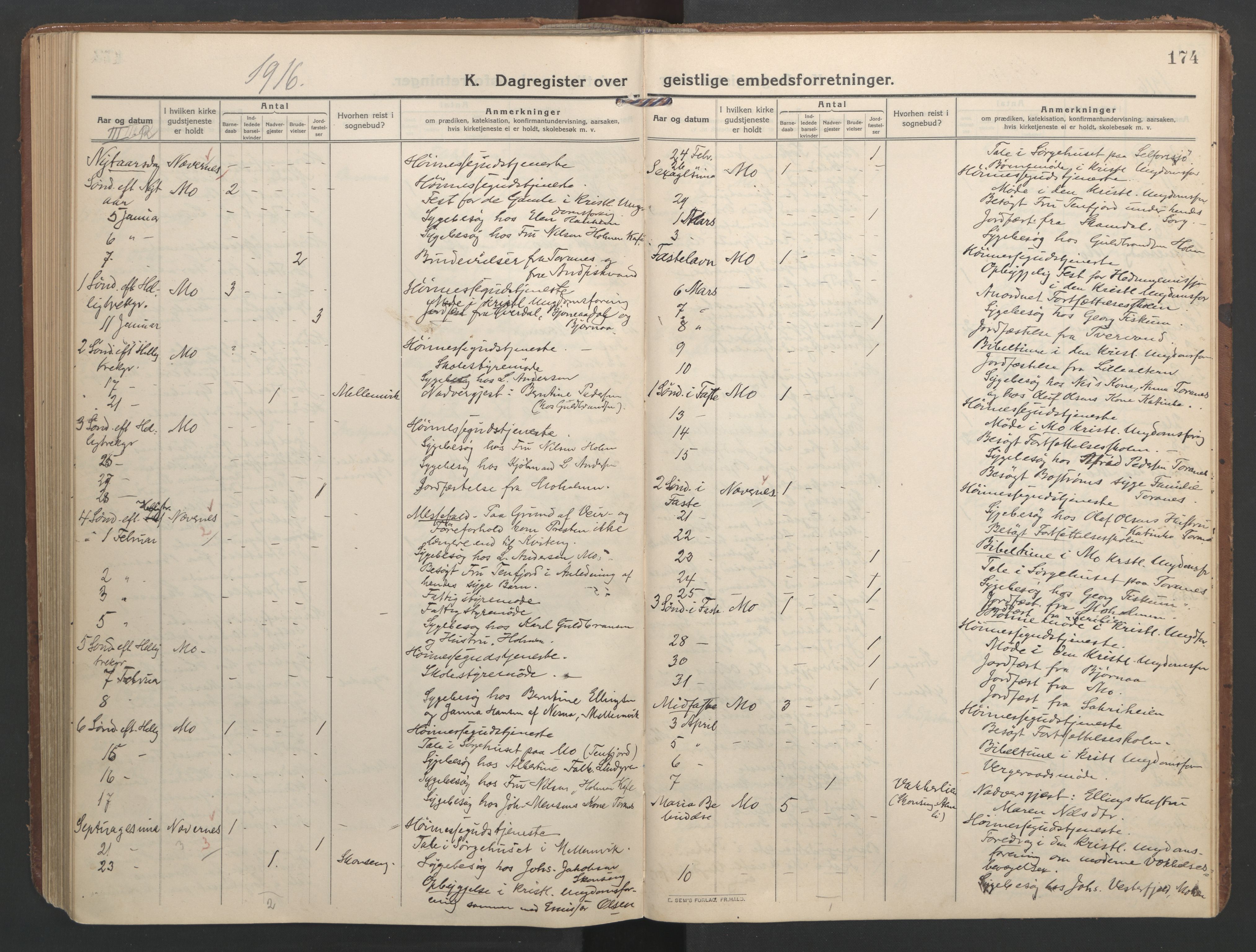 Ministerialprotokoller, klokkerbøker og fødselsregistre - Nordland, AV/SAT-A-1459/827/L0405: Parish register (official) no. 827A17, 1912-1925, p. 174