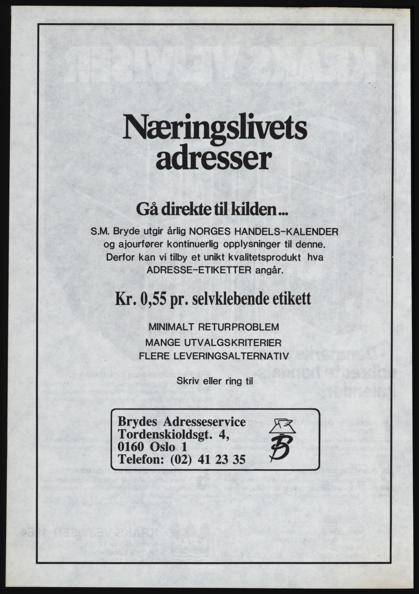 Kristiania/Oslo adressebok, PUBL/-, 1984-1985