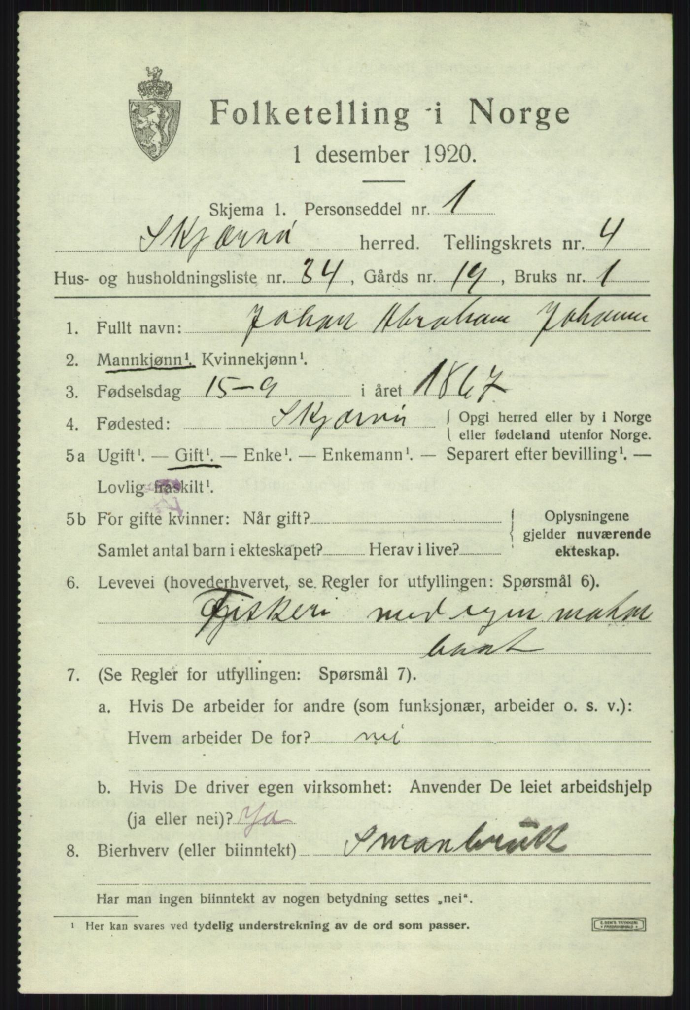 SATØ, 1920 census for Skjervøy, 1920, p. 2885