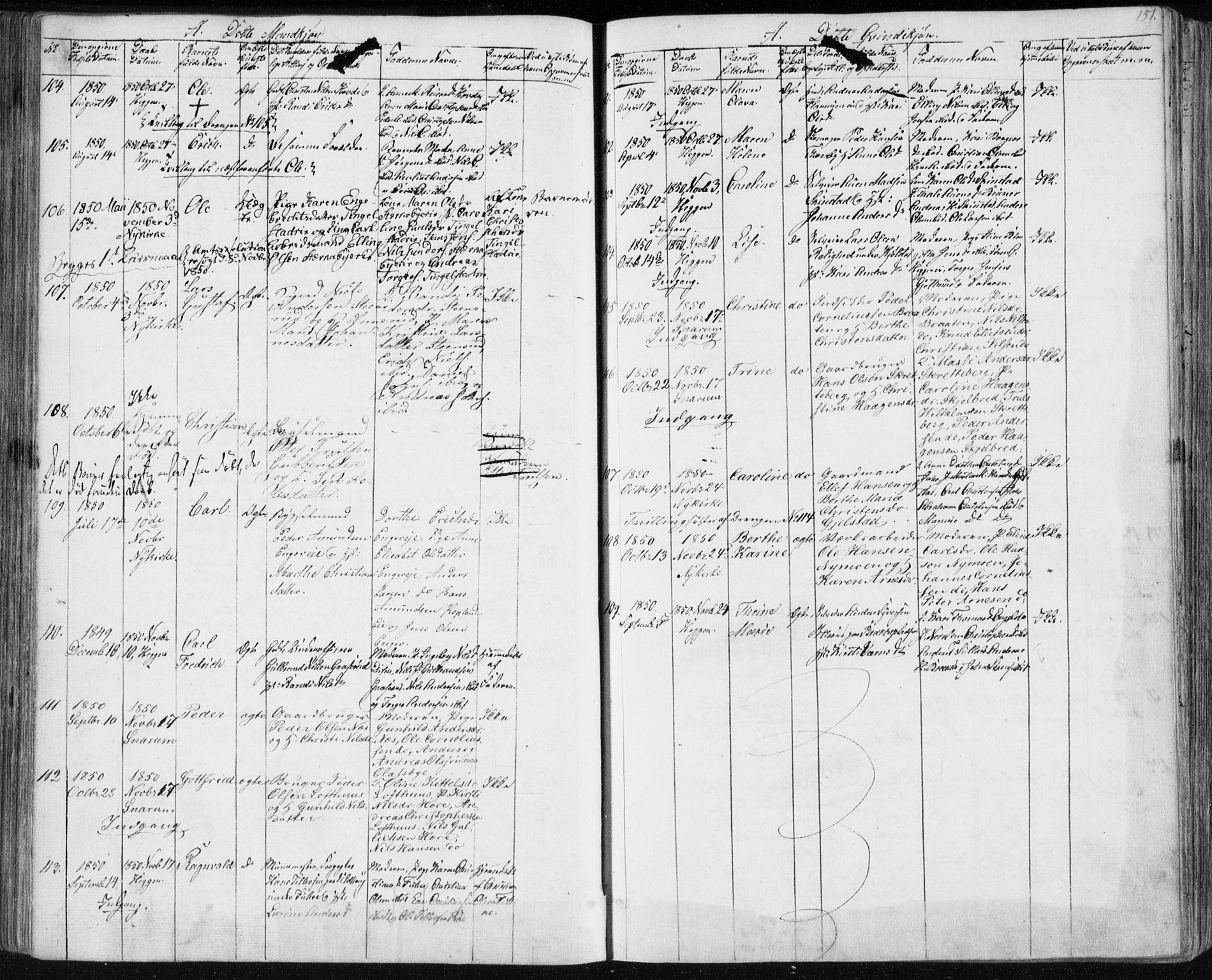 Modum kirkebøker, AV/SAKO-A-234/F/Fa/L0007: Parish register (official) no. 7, 1841-1850, p. 151