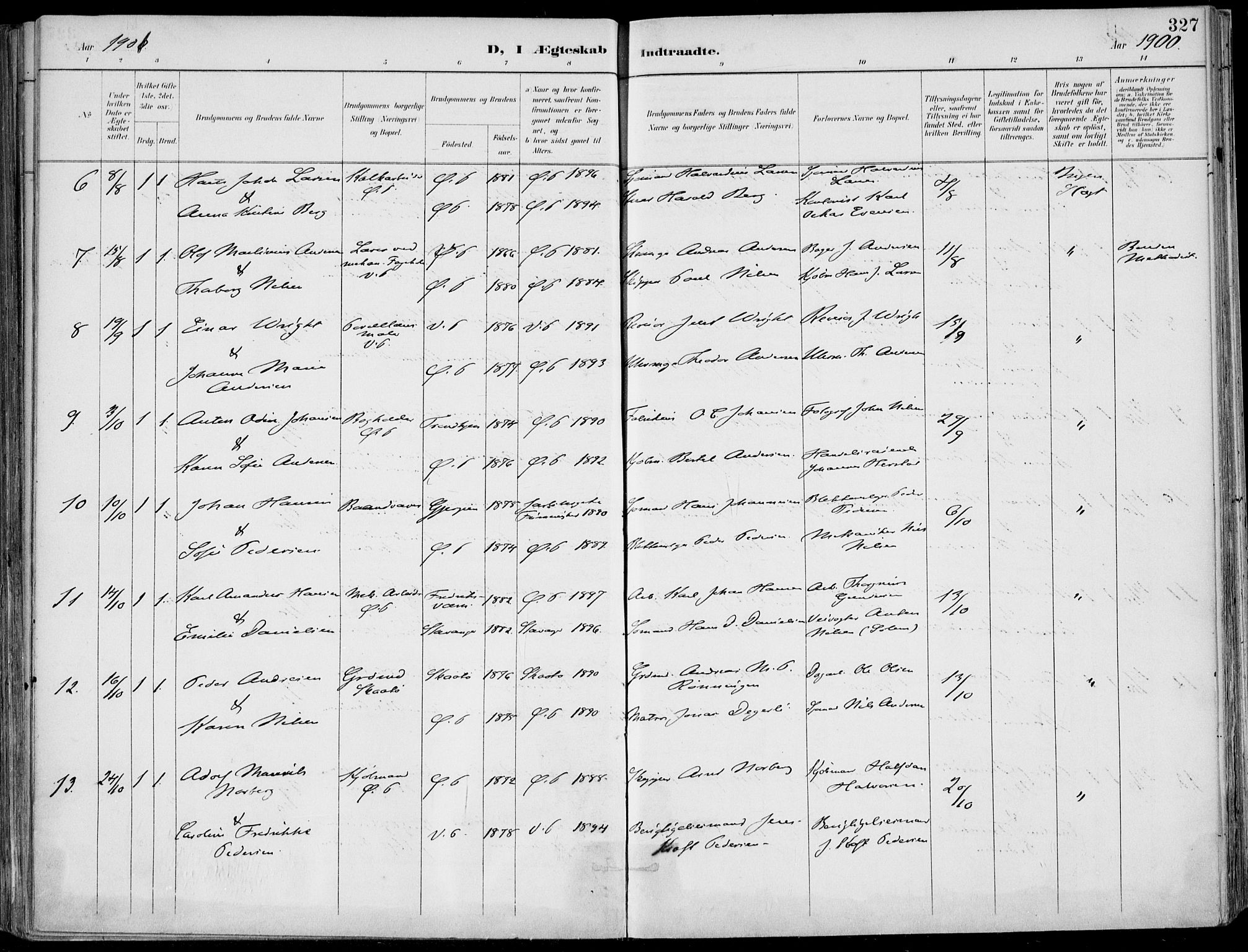 Porsgrunn kirkebøker , SAKO/A-104/F/Fa/L0011: Parish register (official) no. 11, 1895-1919, p. 327