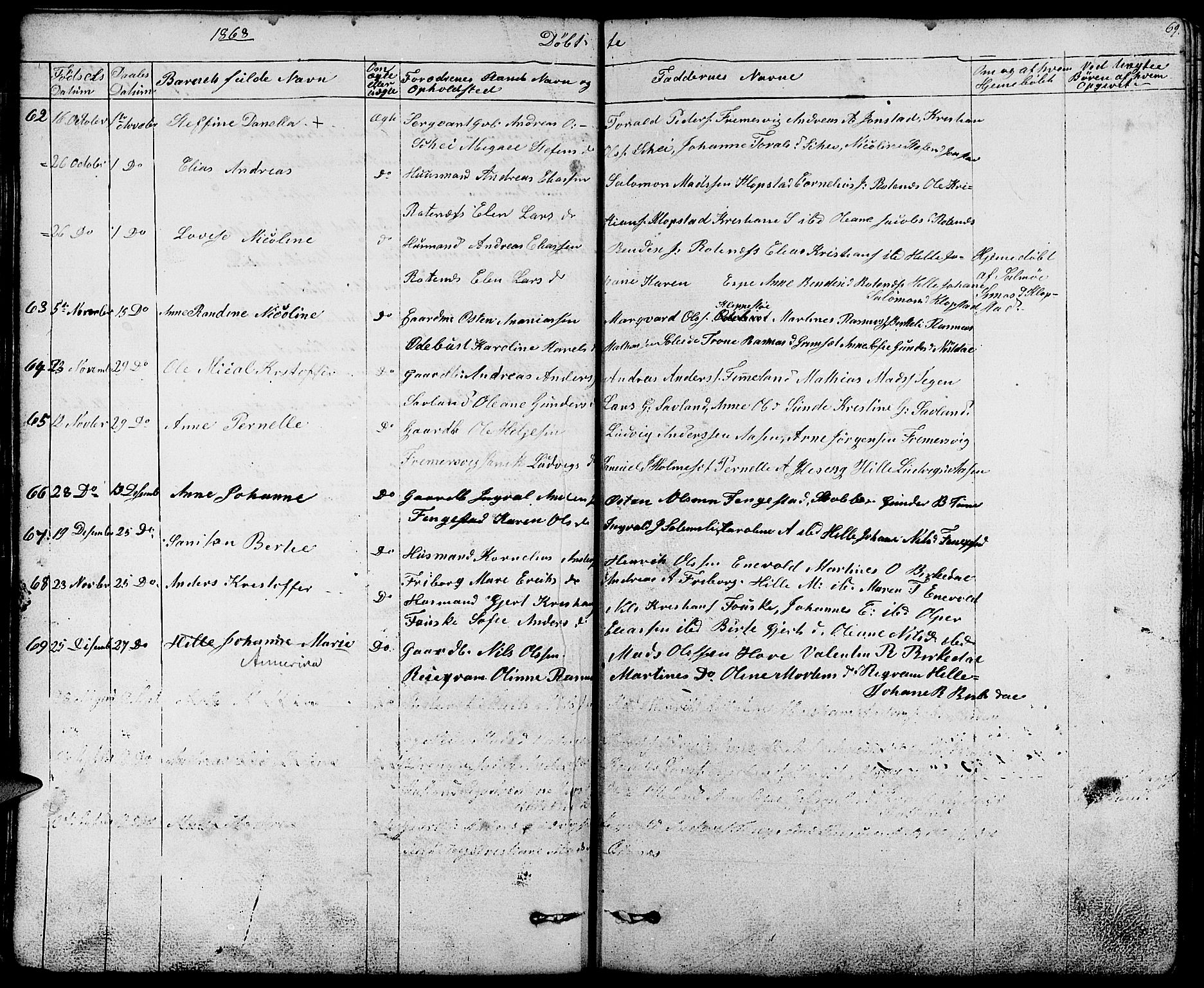 Førde sokneprestembete, SAB/A-79901/H/Hab/Habd/L0001: Parish register (copy) no. D 1, 1852-1877, p. 69